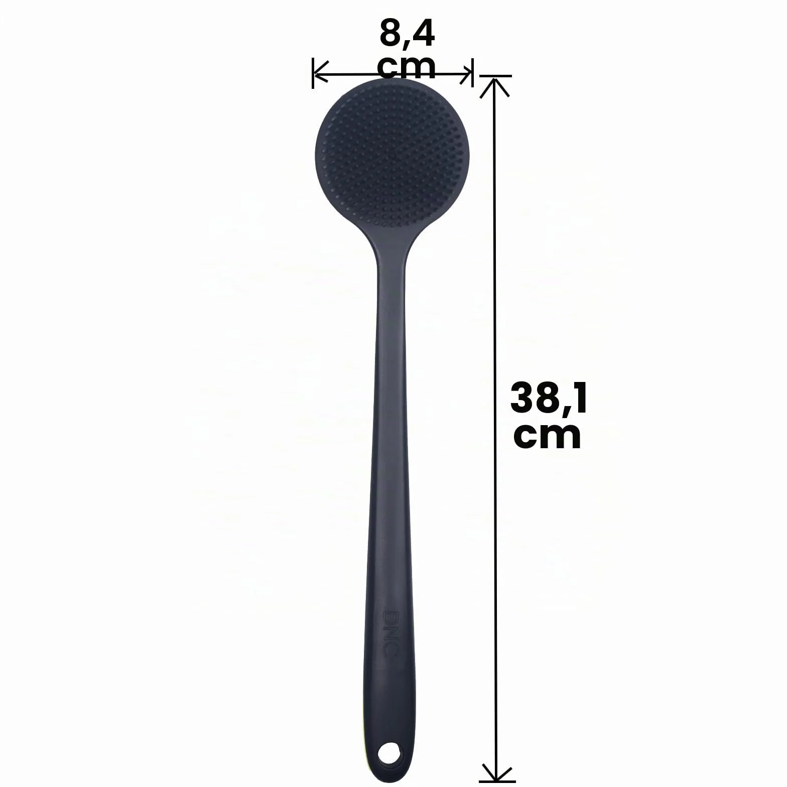 Brosse à dos pour douche en silicone souple avec long manche, sans BPA, hypoallergénique noir