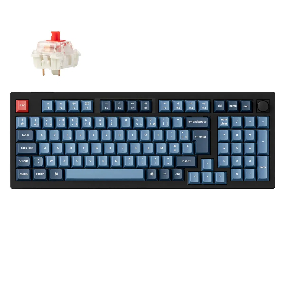 Keychron V5 Max Clavier Mécanique sans Fil Personnalisé, 2.4G Hz Bluetooth Cable Connection QMK/Via Programmable, Lumière RVB Hot-Swap Gateron Jupiter Rouge Switch pour Mac/Windows/Linux FR Layout
