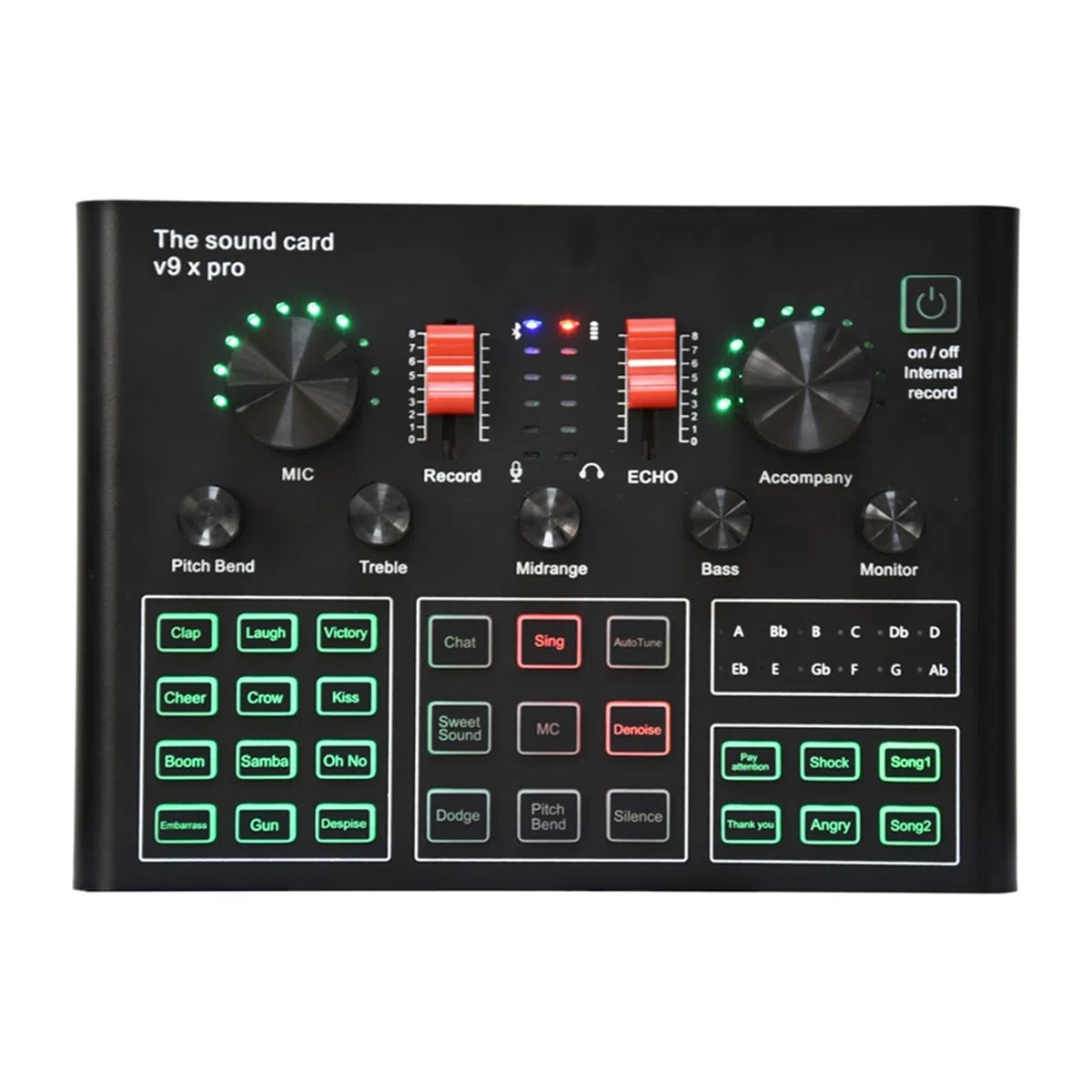 Kit de carte son professionnel à condensateur, micro, Bluetooth, sans fil, karaoké, carte son avec support en porte-à-faux, lumière de remplissage, configuration de studio pour l'enregistrement d