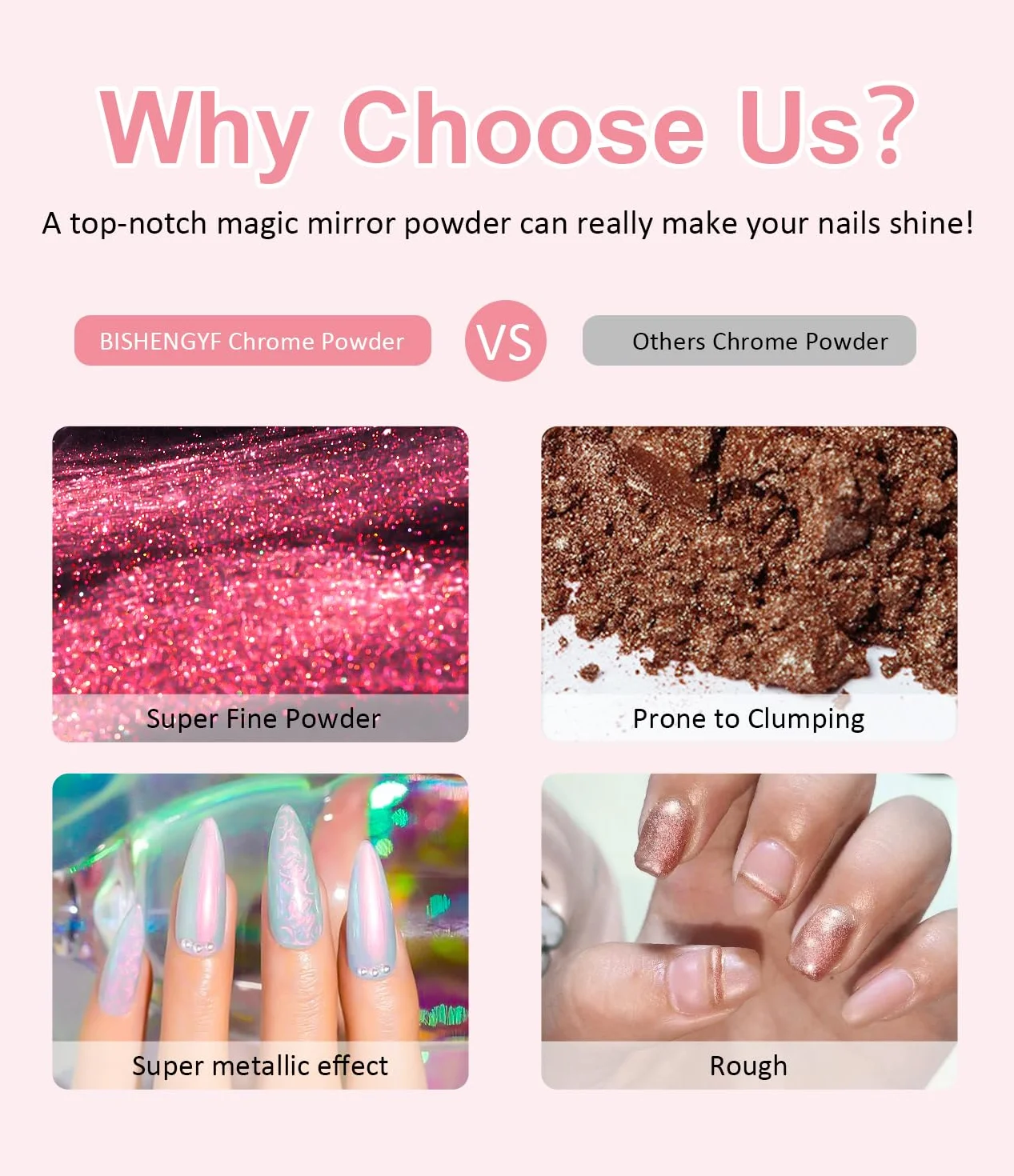 Poudre Chrome Ongle Nacrée Rose Effet Féerique Aurora Blanche Perle Chrome Ongle Effet Glace Transparente Paillettes Ongles Effet Miroir Nail Art DIY