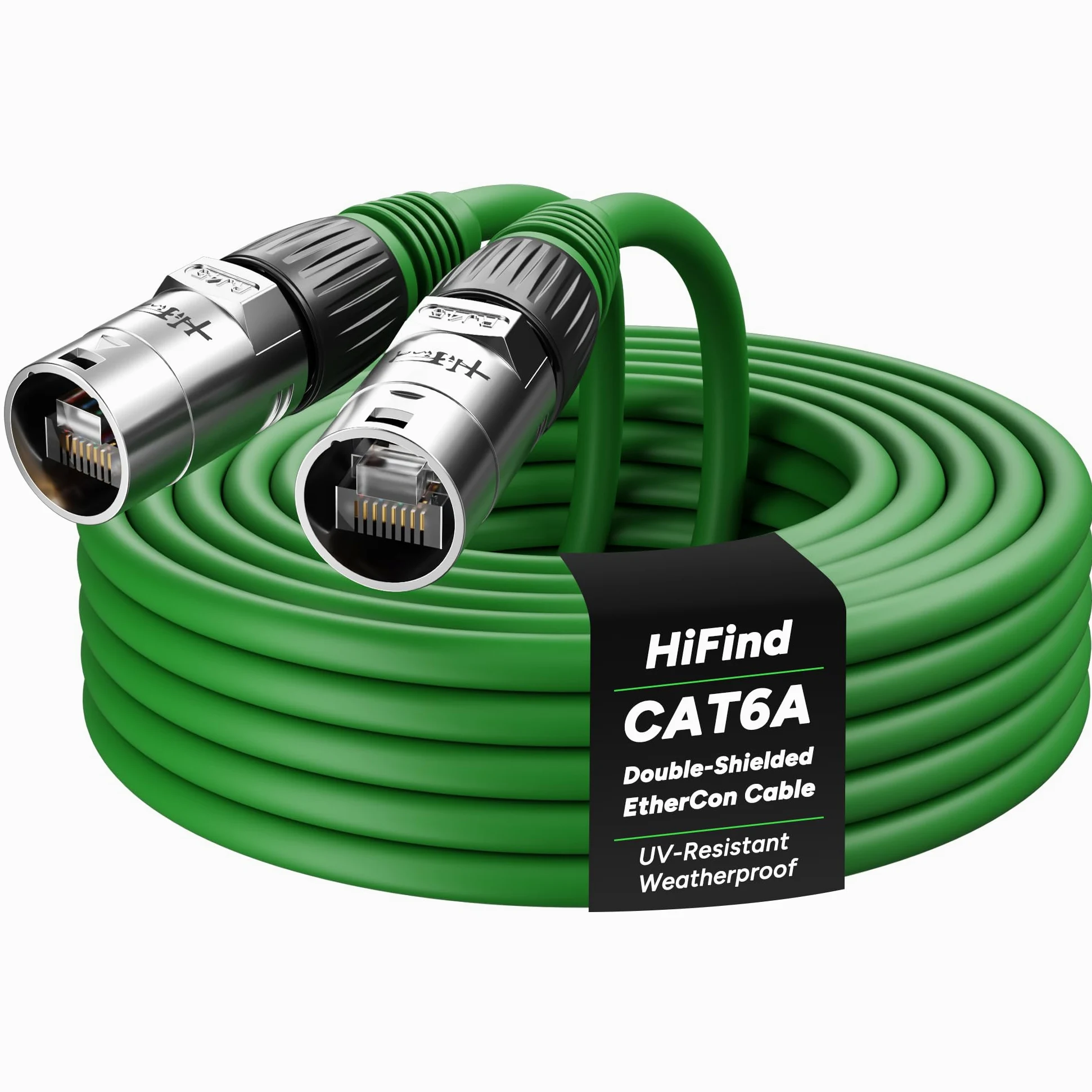 Câble Ethernet blindé CAT 6A de 30,5 m, câble Ethernet professionnel compatible audio et éclairage RJ45 CAT 6, connecteur de verrouillage, OFC S/FTP anti-UV extérieur pour applications de mise en