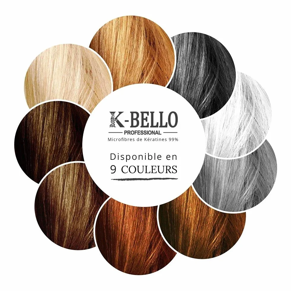 K-Bello Poudre densifiante cheveux Kératine Naturelle & Végan Masque calvitie alopécie perte de cheveux Fibres capillaire 30g Châtain Foncé