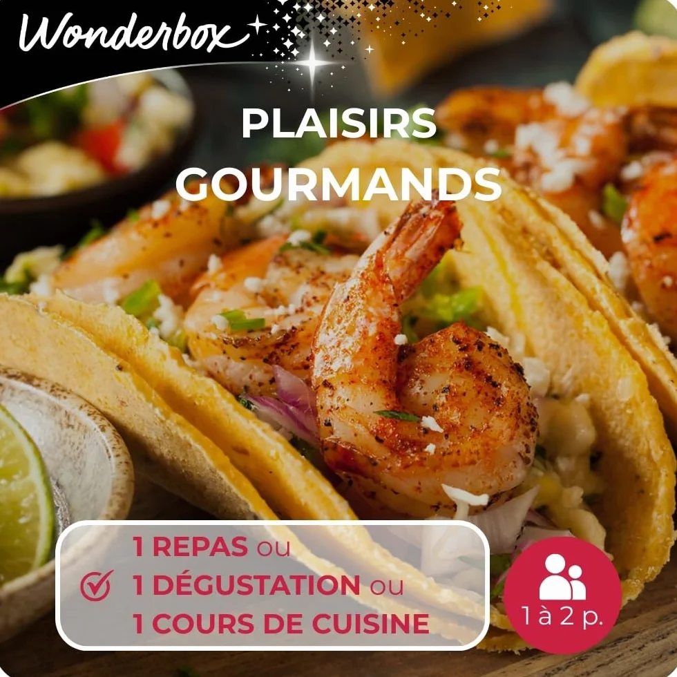 Coffret Cadeau Plaisirs Gourmands Wonderbox - 2900 Dégustations Champagnes Spiritueux Repas Cours Cuisine Pour 1 ou 2 Personnes