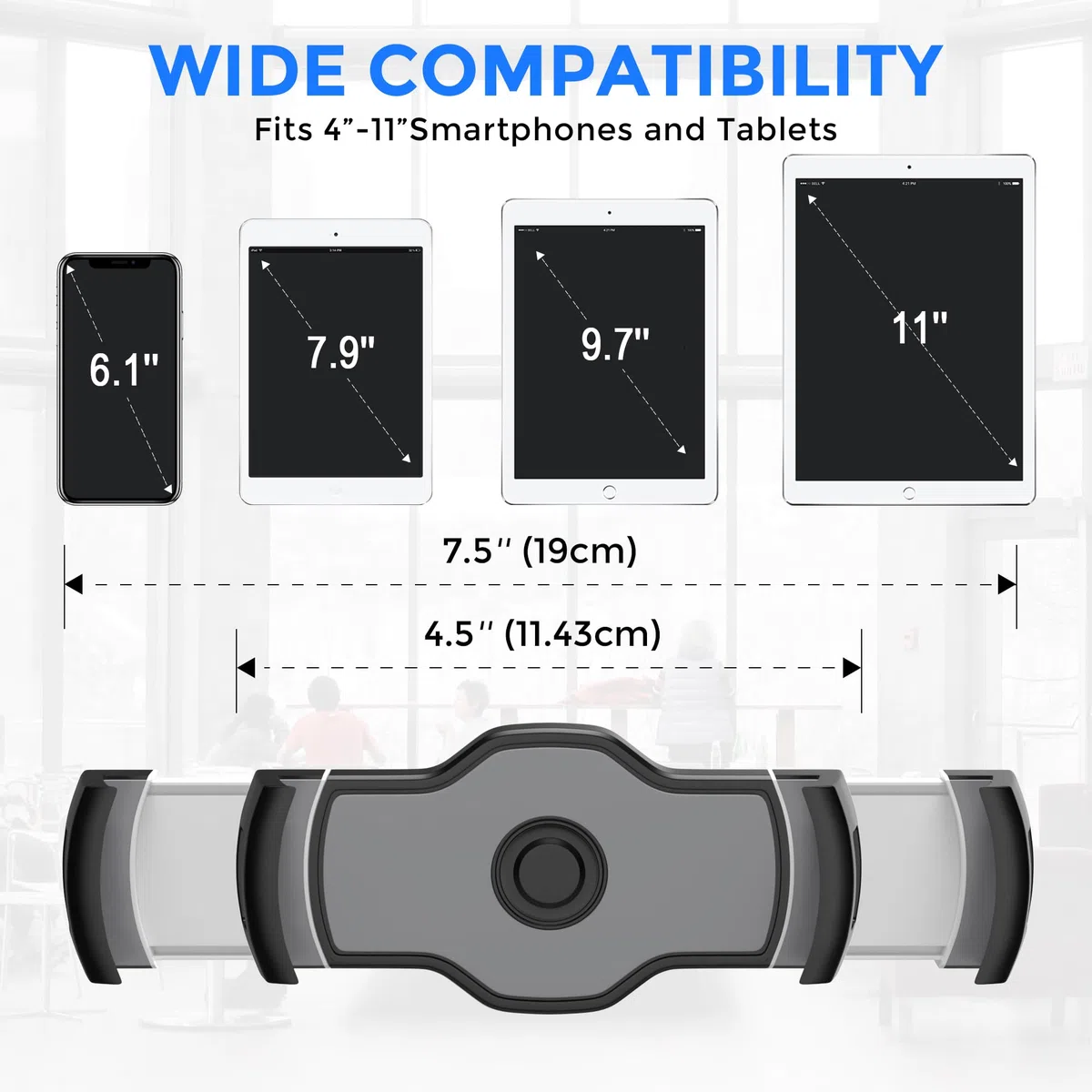 AboveTEK Support pour ipad Support Pliable pour Tablet 4-11 Support pour Tablette Noir Support pivotant à 360° pour Tablette iPad Pro Mini iPhone Kindle POS Bureau Cuisine