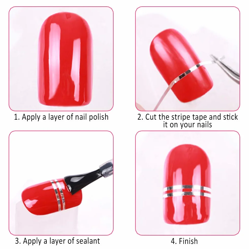 Dadabig 60PCS Nail Art Stripes Sticker Autocollant Fil Striping Tape Bande Manucure Rouleau à Ongles Ruban