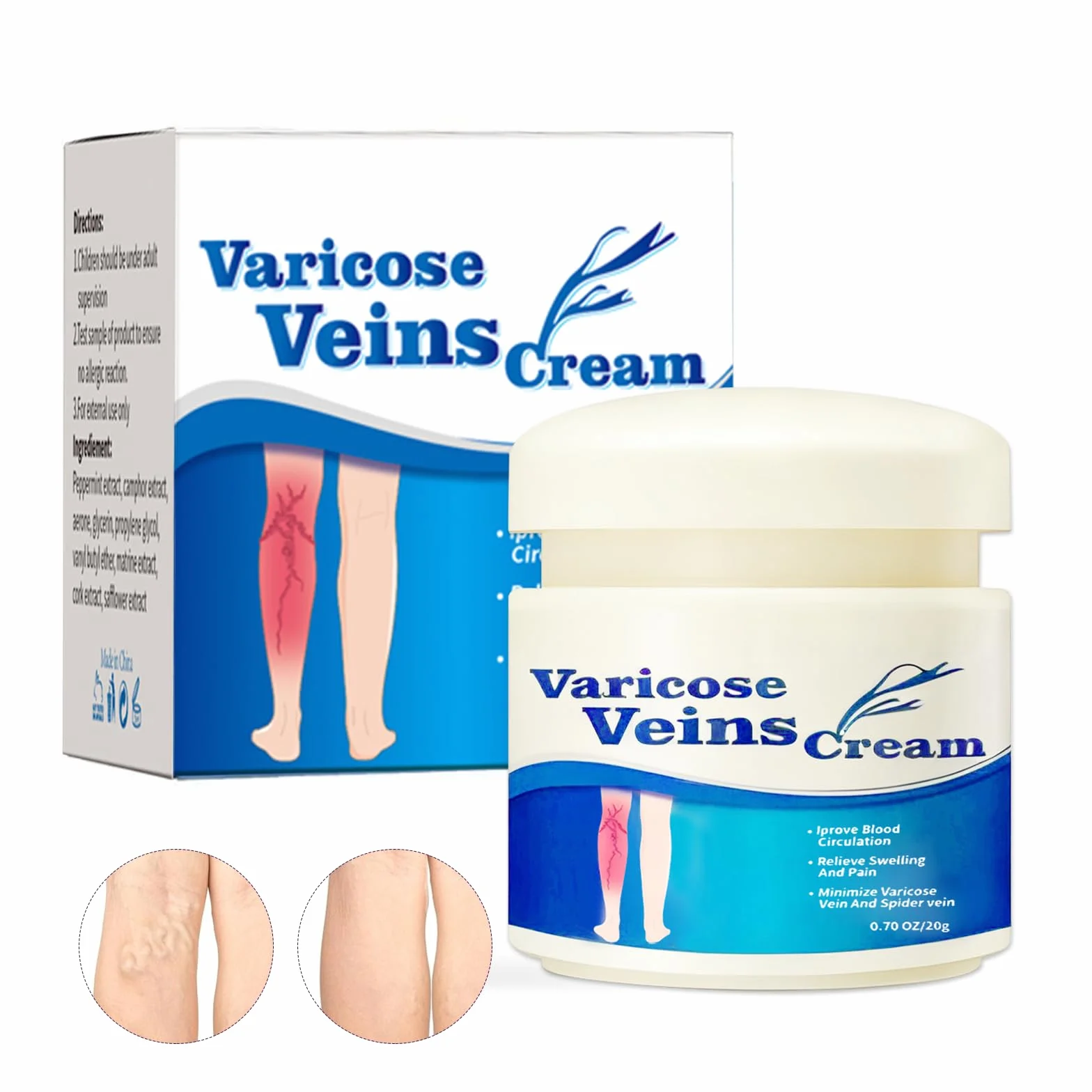 Crème pour Varices 20g Soulage Jambes Fatiguées Lourdes