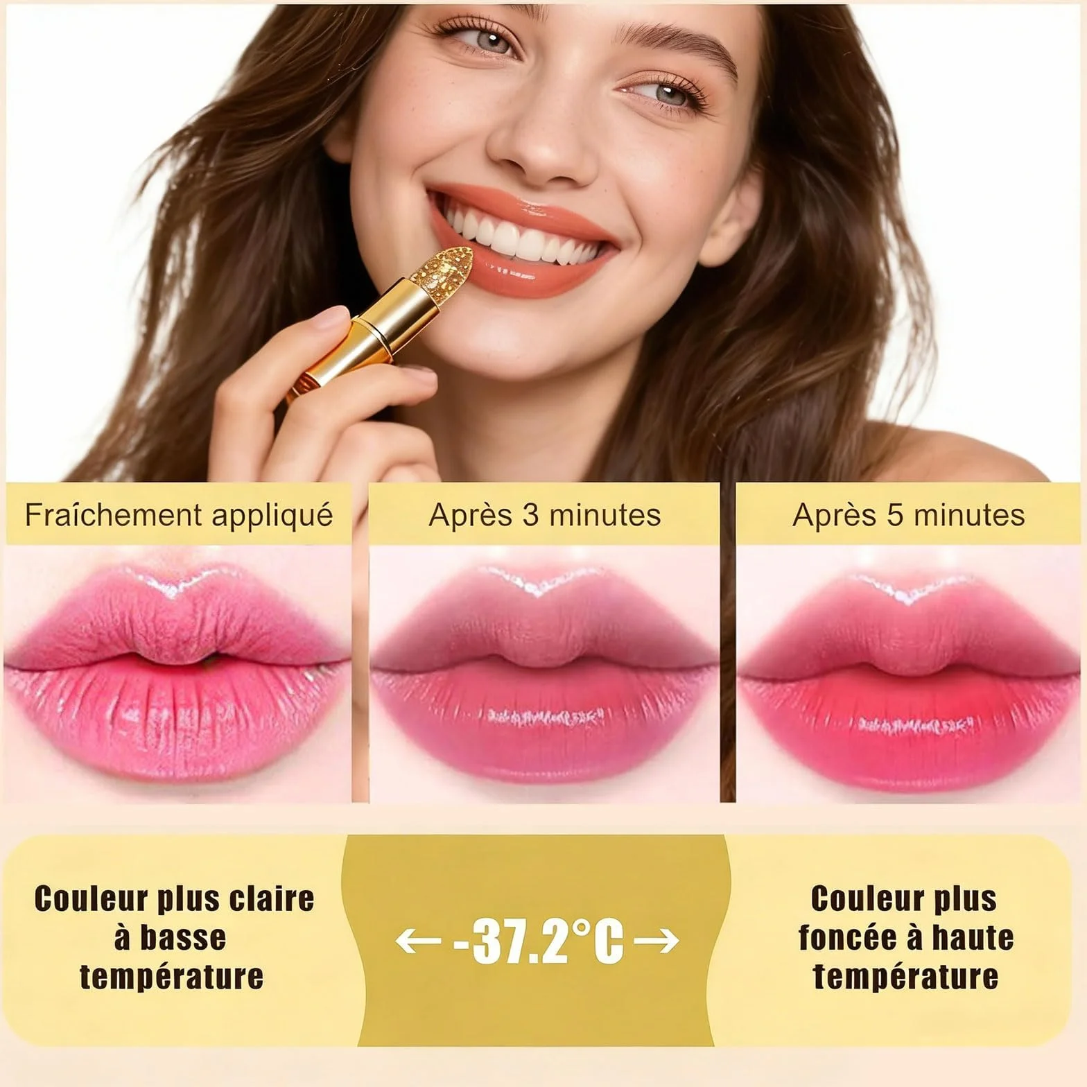 Reveline Rouge à Lèvres Longue Tenue 24h, Baume Hydratant avec Effet Changement de Couleur (1PC)