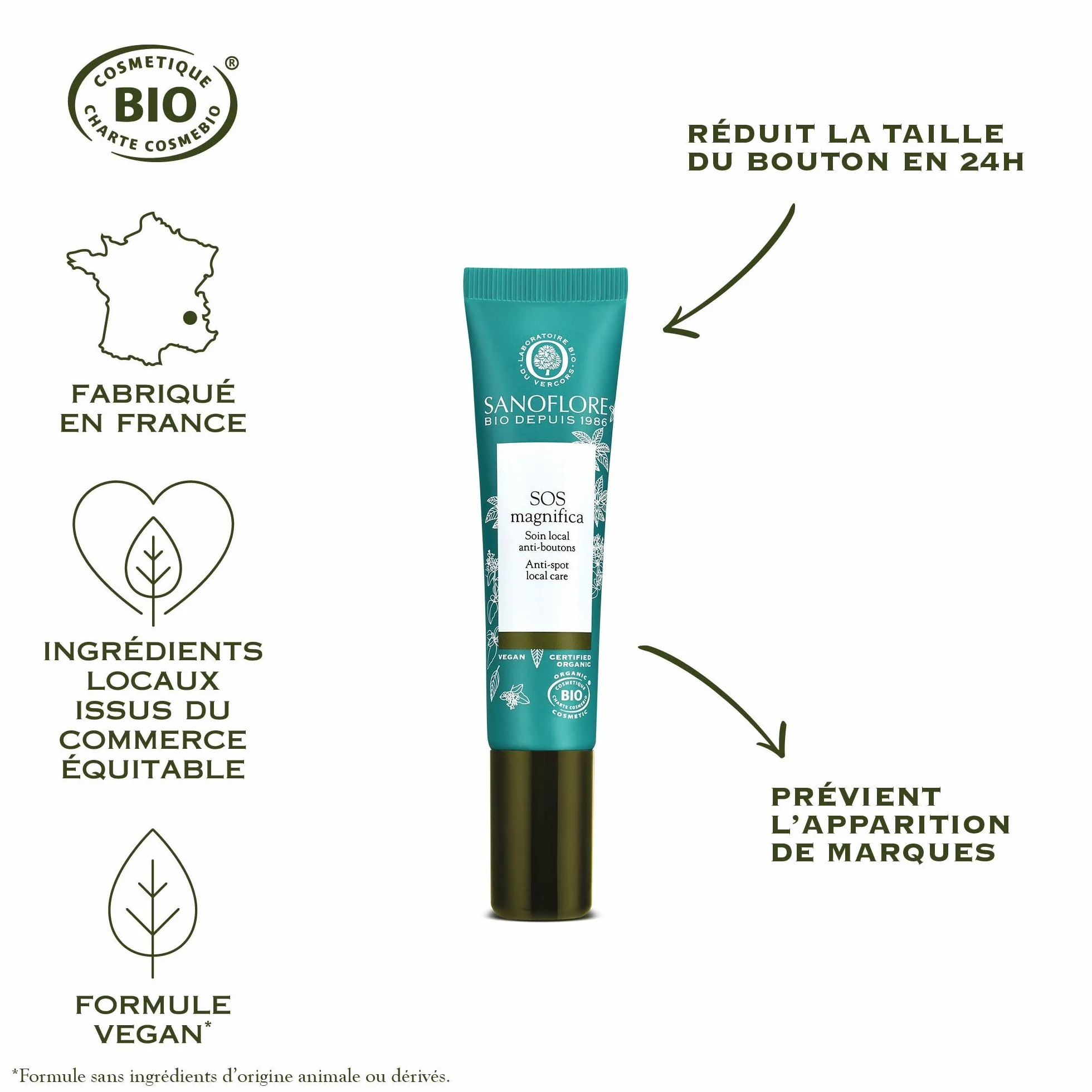 Sanoflore SOS Magnifica Soin Local Anti-Boutons Certifié Bio Menthe Poivrée 15 ml