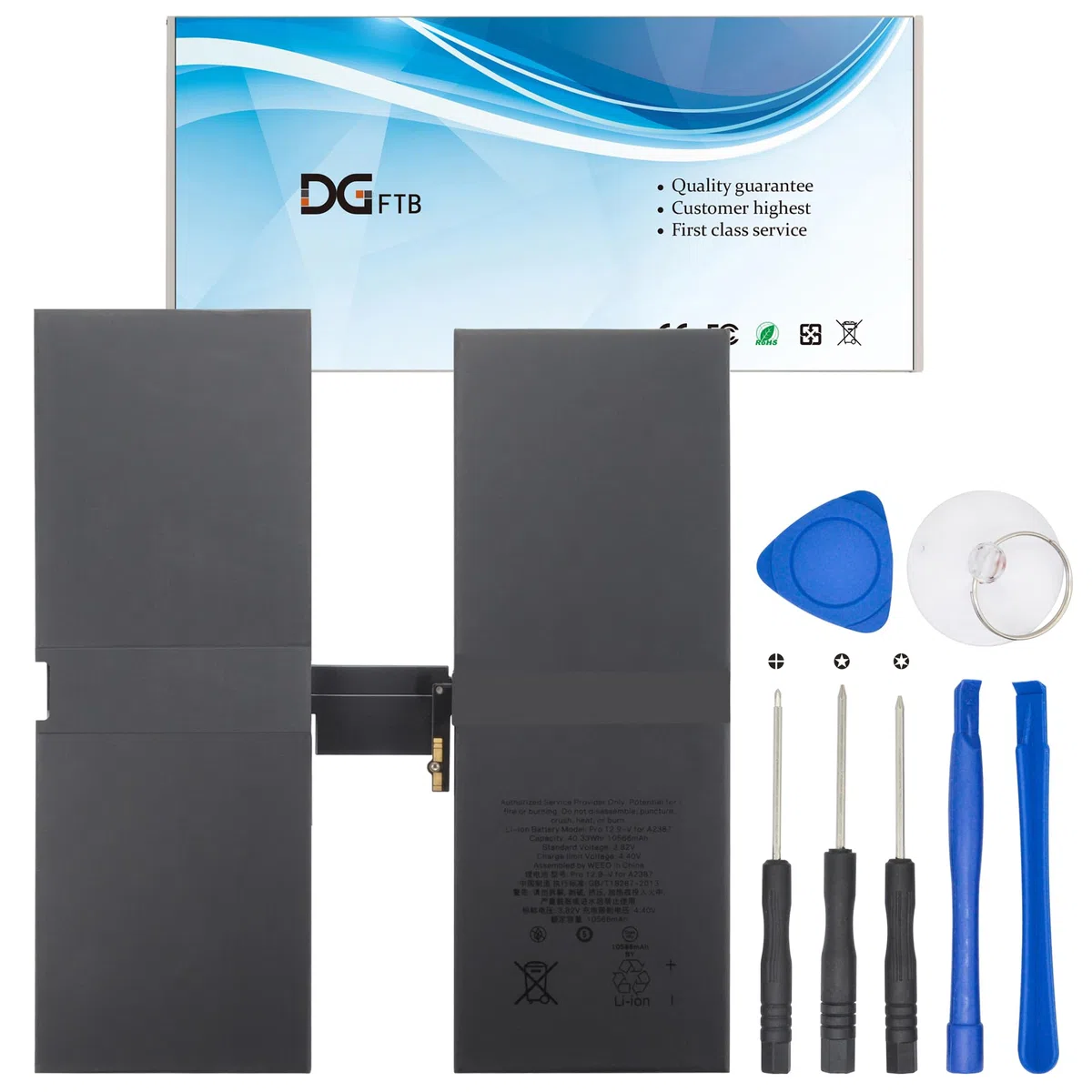 DGFTB Batterie de rechange A2387 40,11 Wh pour tablette iPad Pro 12.9 2021 avec iPad Pro 5ème génération 12.9 2021 Series Model A2378 A2379 A2461 A2462 3,82 V 10 500 mAh