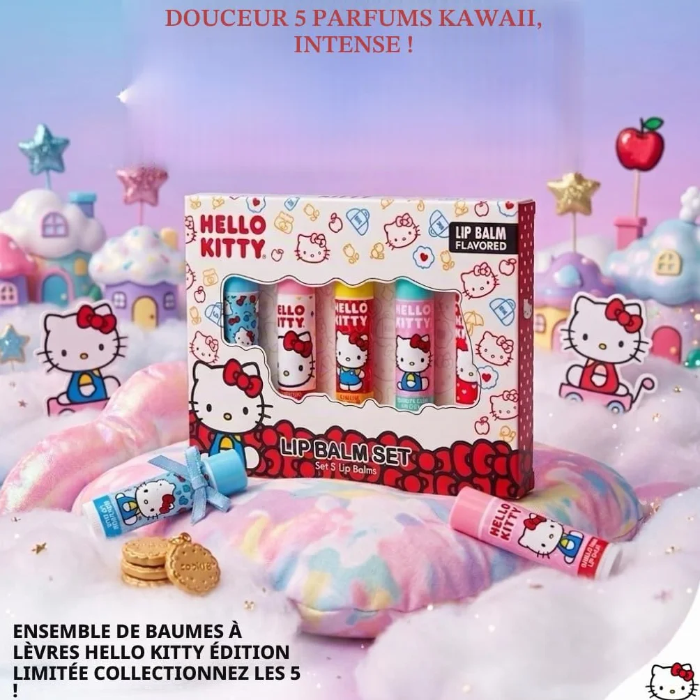Hello Kitty Lot de 5 baumes à lèvres