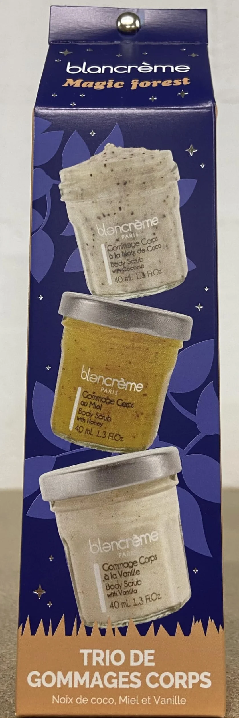 Blancrème Trio de gommages Corps Gourmand 40ml 3 parfums Noix de Coco Miel Vanille Tonka