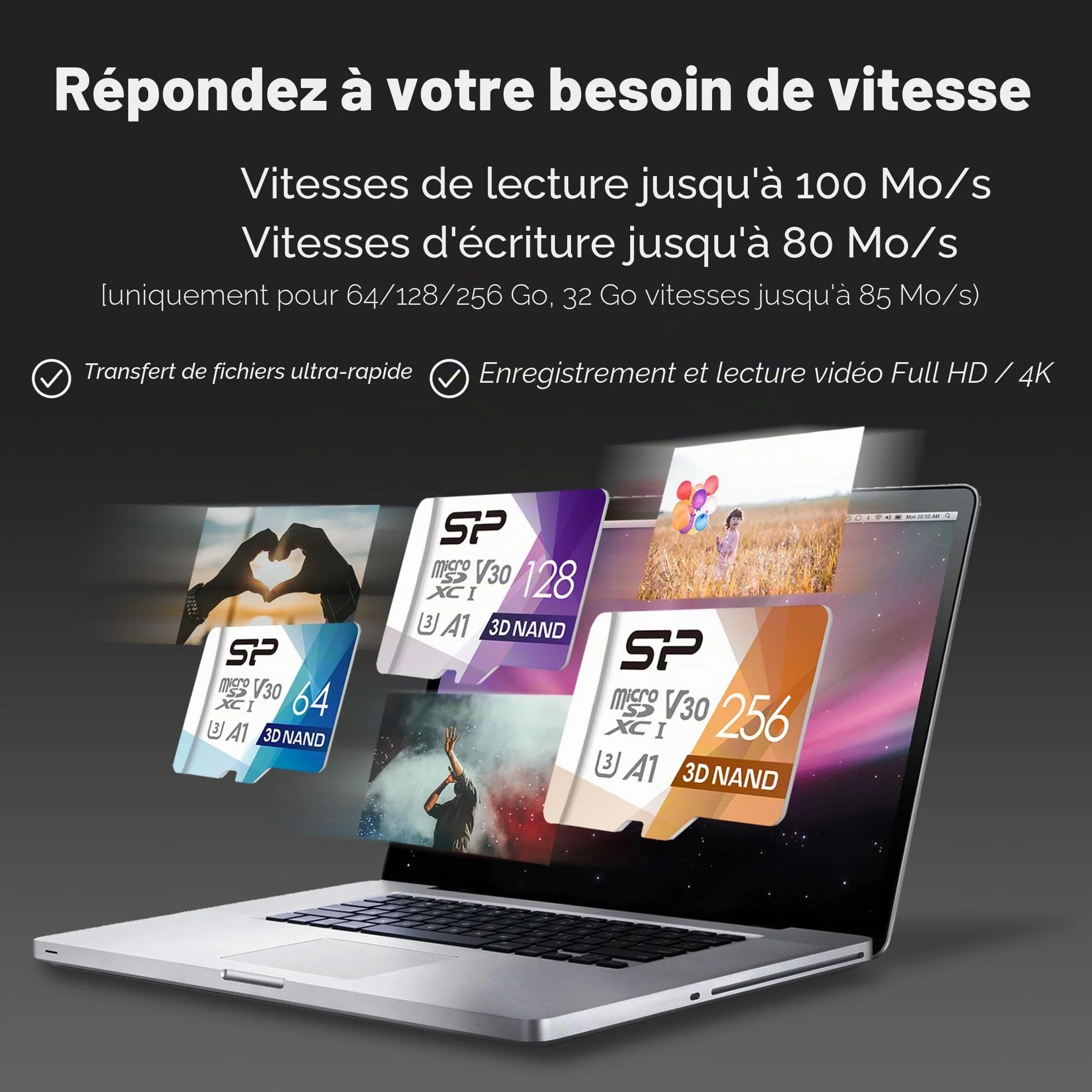 Silicon Power Carte mémoire microSDXC UHS-3 128 Go FBE-SU128GBSTXDU3V20EU