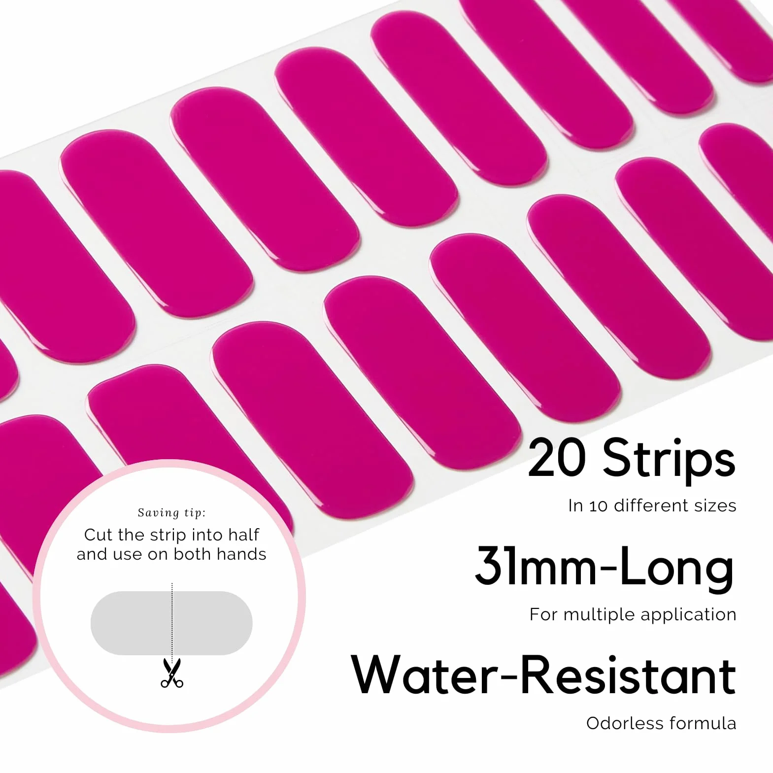NAILOG Autocollant Ongle Gel UV 20Pcs Faux Ongles Semi-durci Vernis Autocollant Nail Art