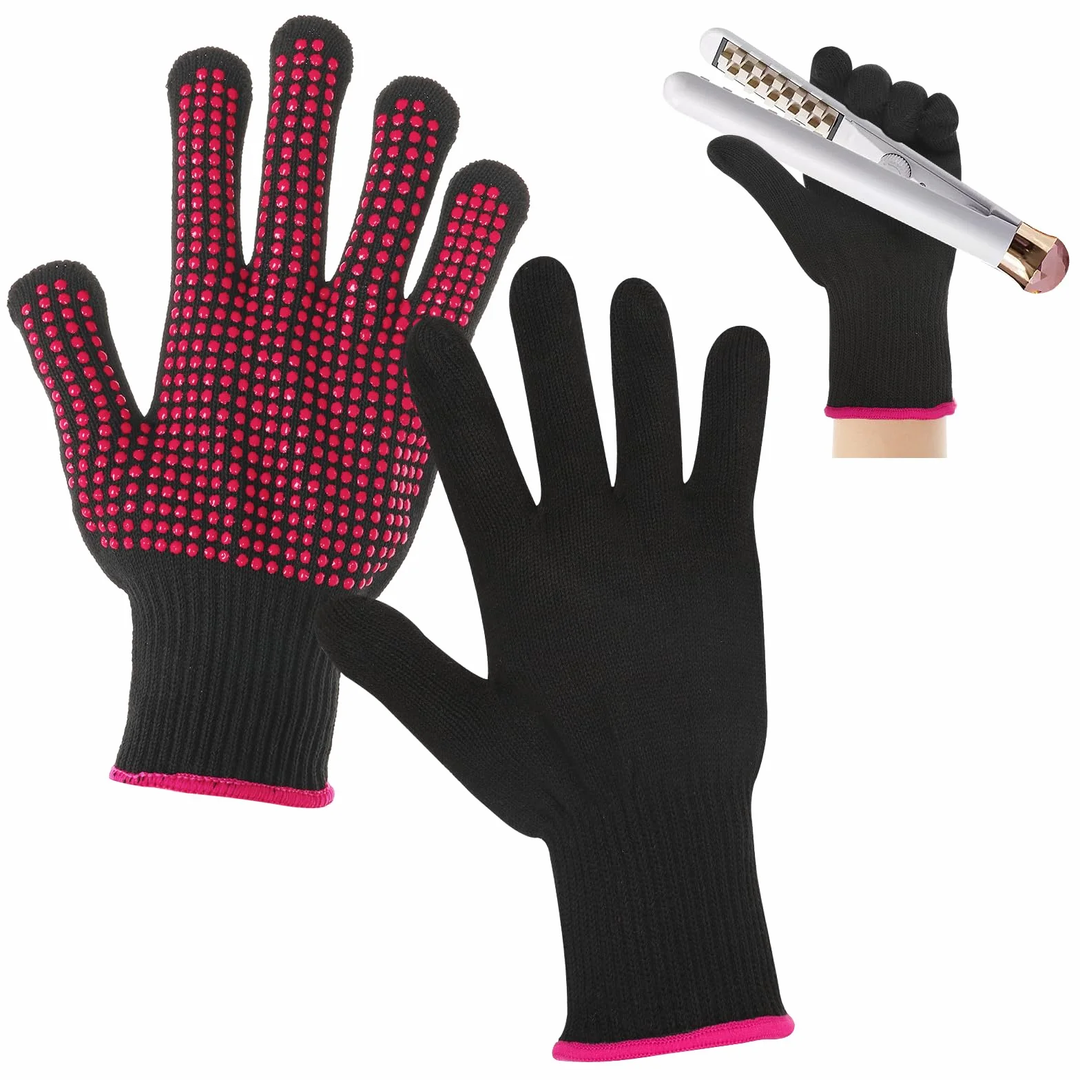 Dimeho Lot de 2 gants résistants à la chaleur pour coiffure