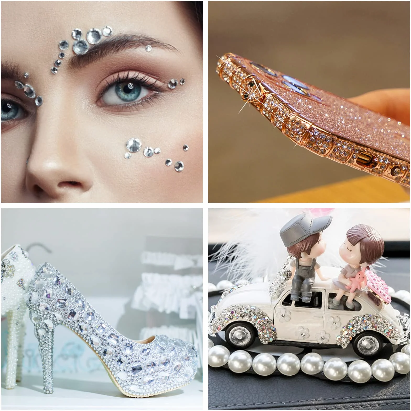 Vicloon 1300 particles Strass Autocollants Cristal 4pcs Diamant Visage Maquillage Ongles DIY Scrapbooking