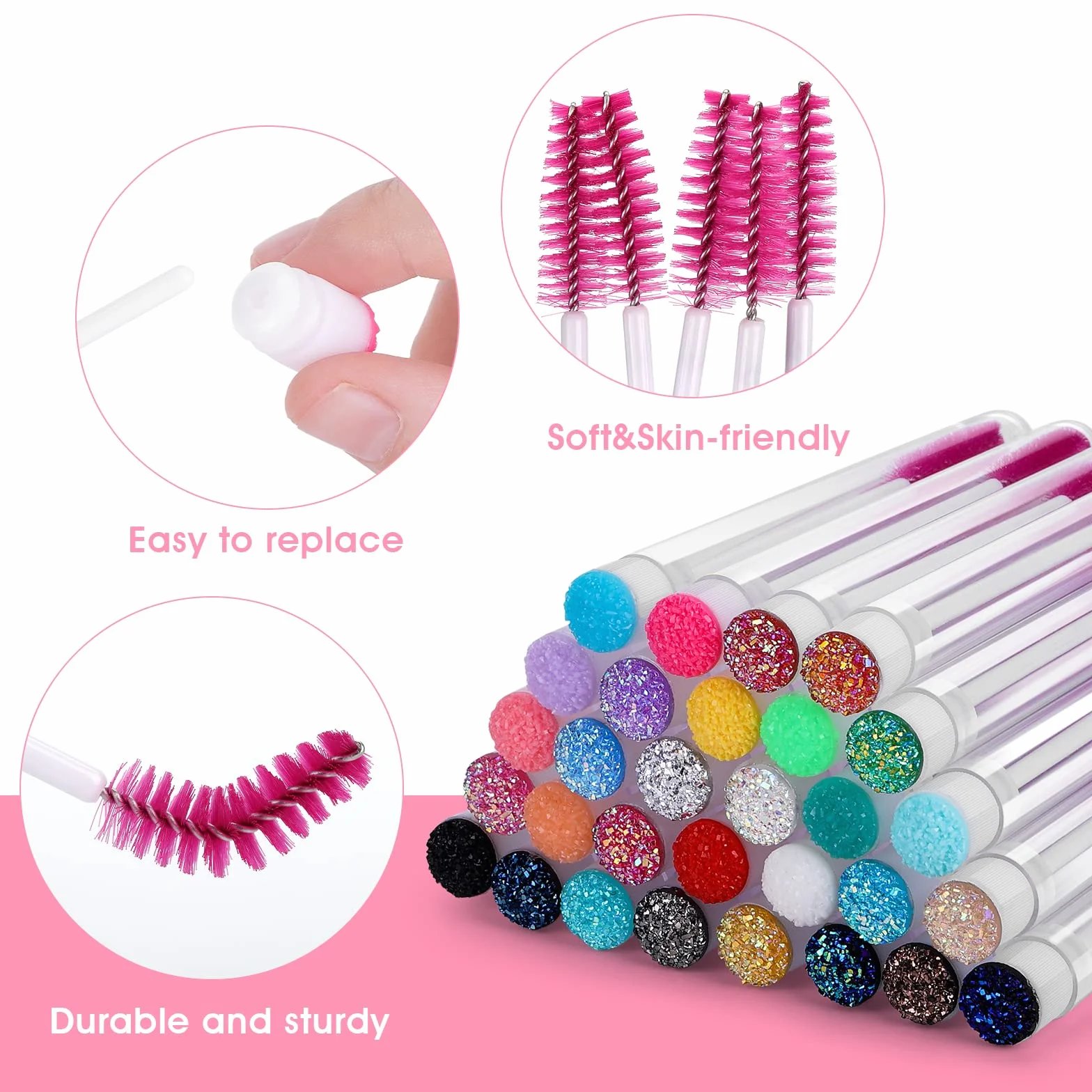 Lot de 30 Pinceaux à Cils Spoolies Applicateurs de Mascara pour Extensions de Cils
