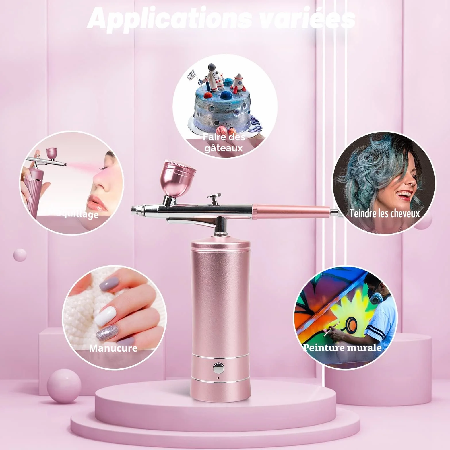Airbrush Kit Rechargeable Cordless Airbrush Compressor Auto Handheld Airbrush Gun Portable Wireless Air Brush for Nail Art Cake Decor Makeup Model Painting