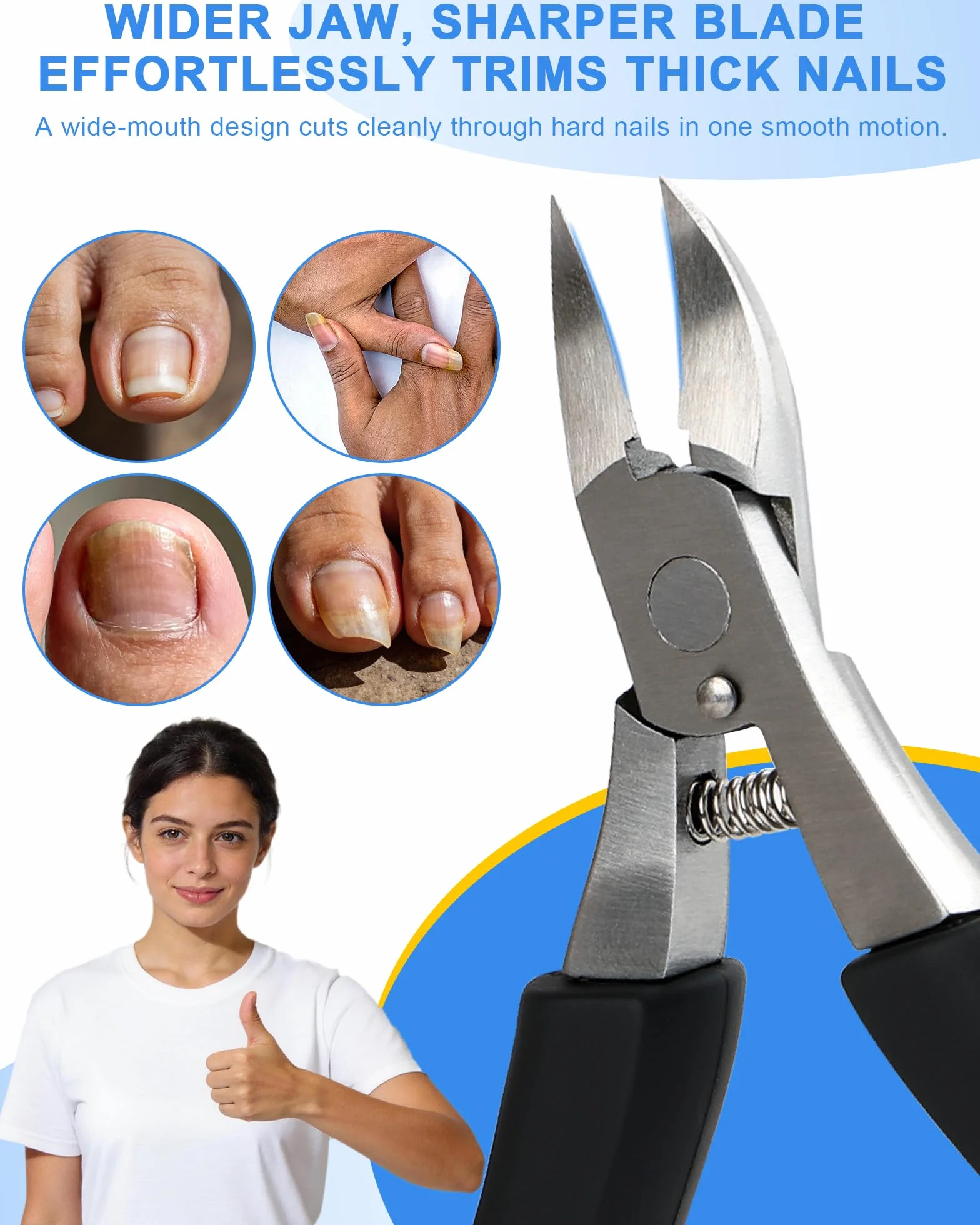 Pince à Ongles Acier Inoxydable, Coupe Ongle Professionnel, Poignée Antidérapante, pour Ongles Incarnés