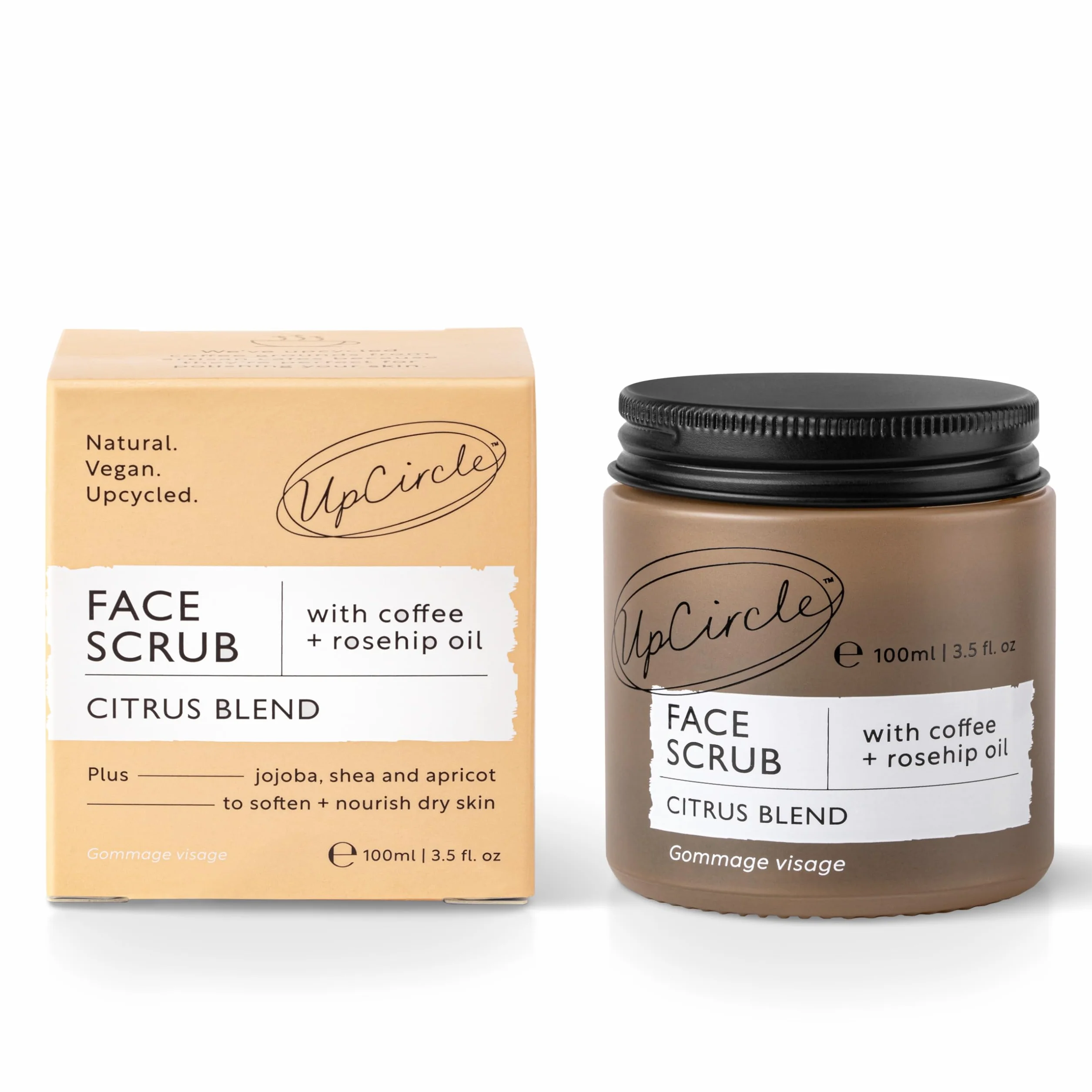 Exfoliant visage au café pour peaux sèches naturel végétalien 100 ml