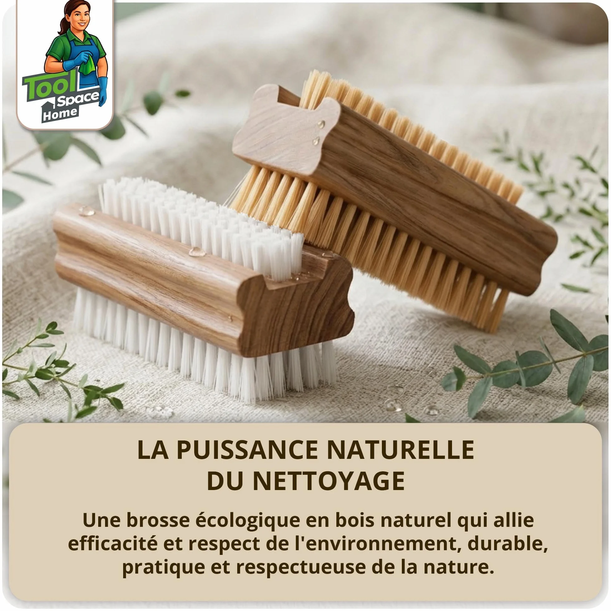 Brosse à Ongles pour les mains Main Bois Manucure Pedicure Poil Dur Brossé Nettoyant Soies d'Agave Bois Naturel 2 Pièces