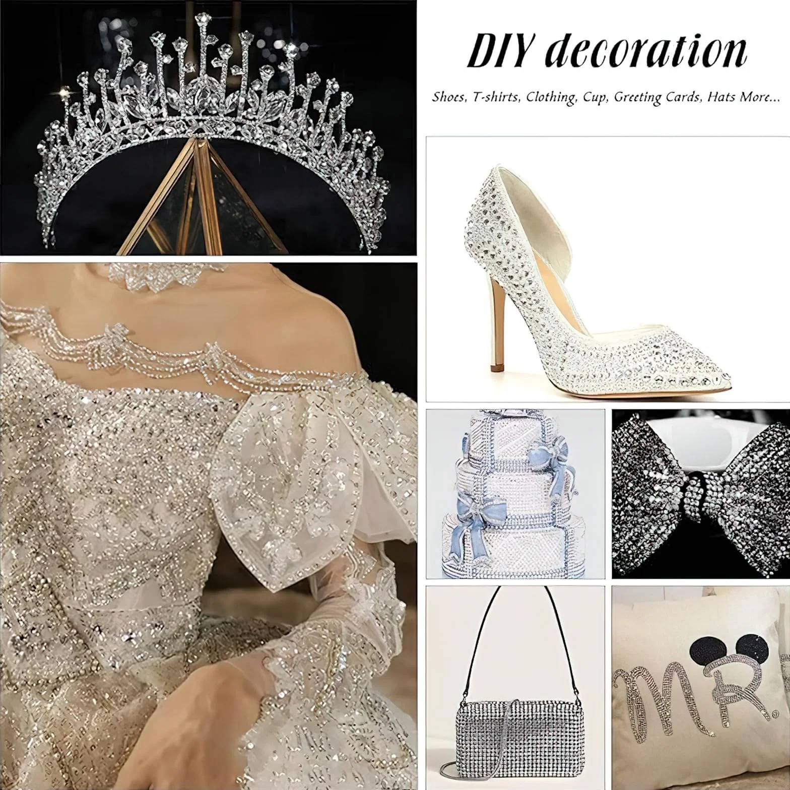 Strass transparents adhésifs à chaud diamants en cristal 6616 pcs pour tissus dos plat SS6-SS30 avec pince à épiler et stylo