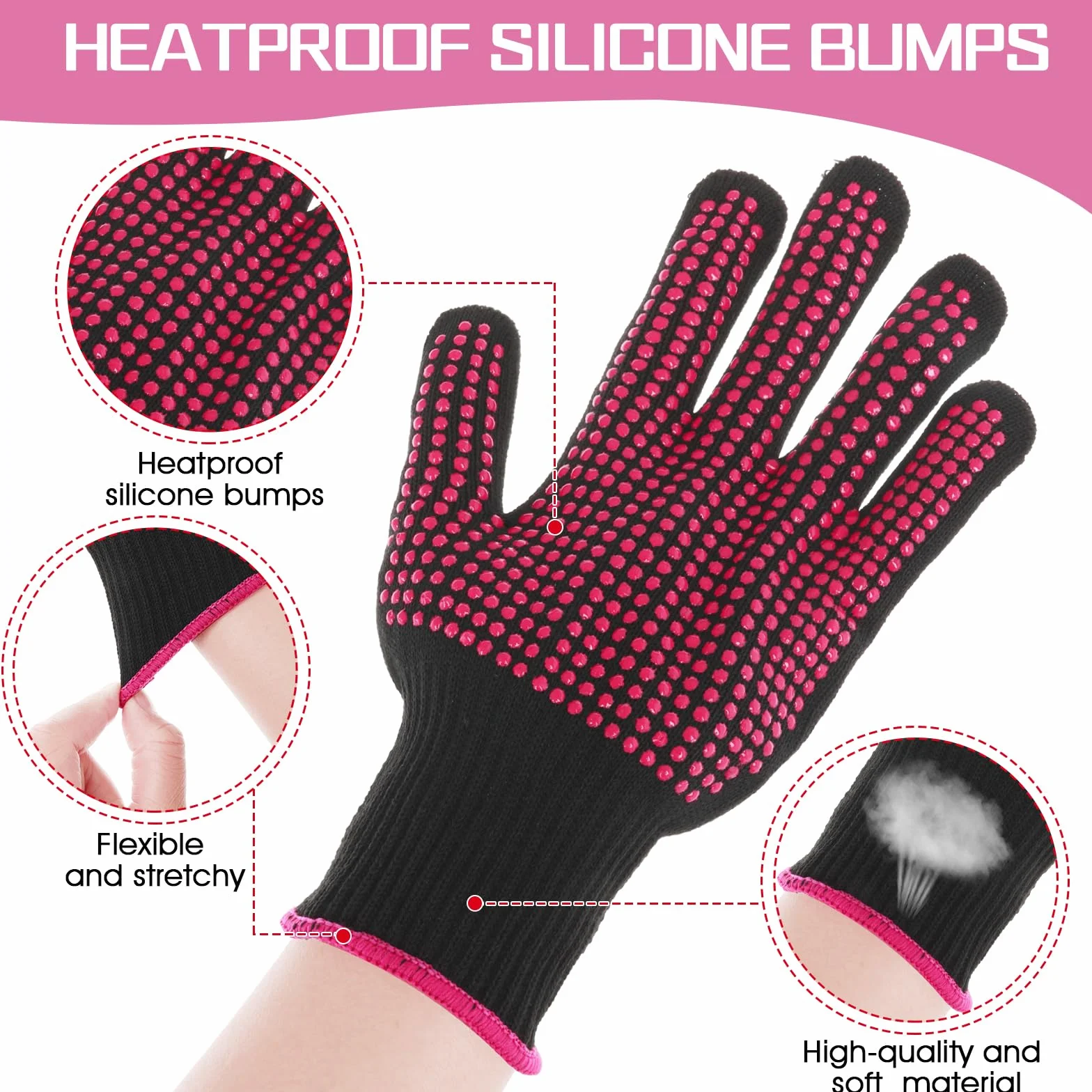 Dimeho Lot de 2 gants résistants à la chaleur pour coiffure