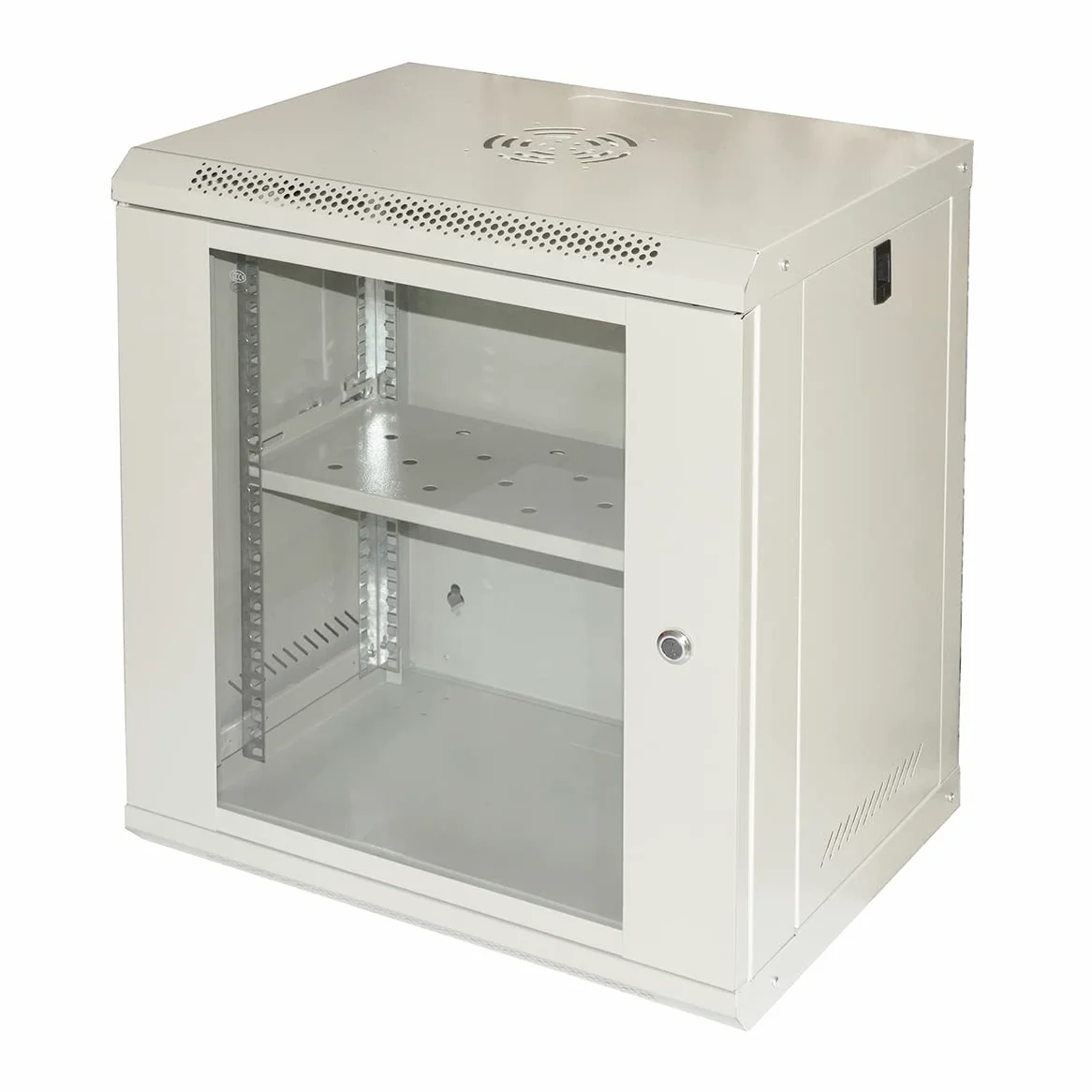Armoire Rack 19" 9U LINK SÉRIE LUMIÈRE Couleur Gris avec Porte Verre (HxPxL) MM 600X400X530 Étagère Incluse