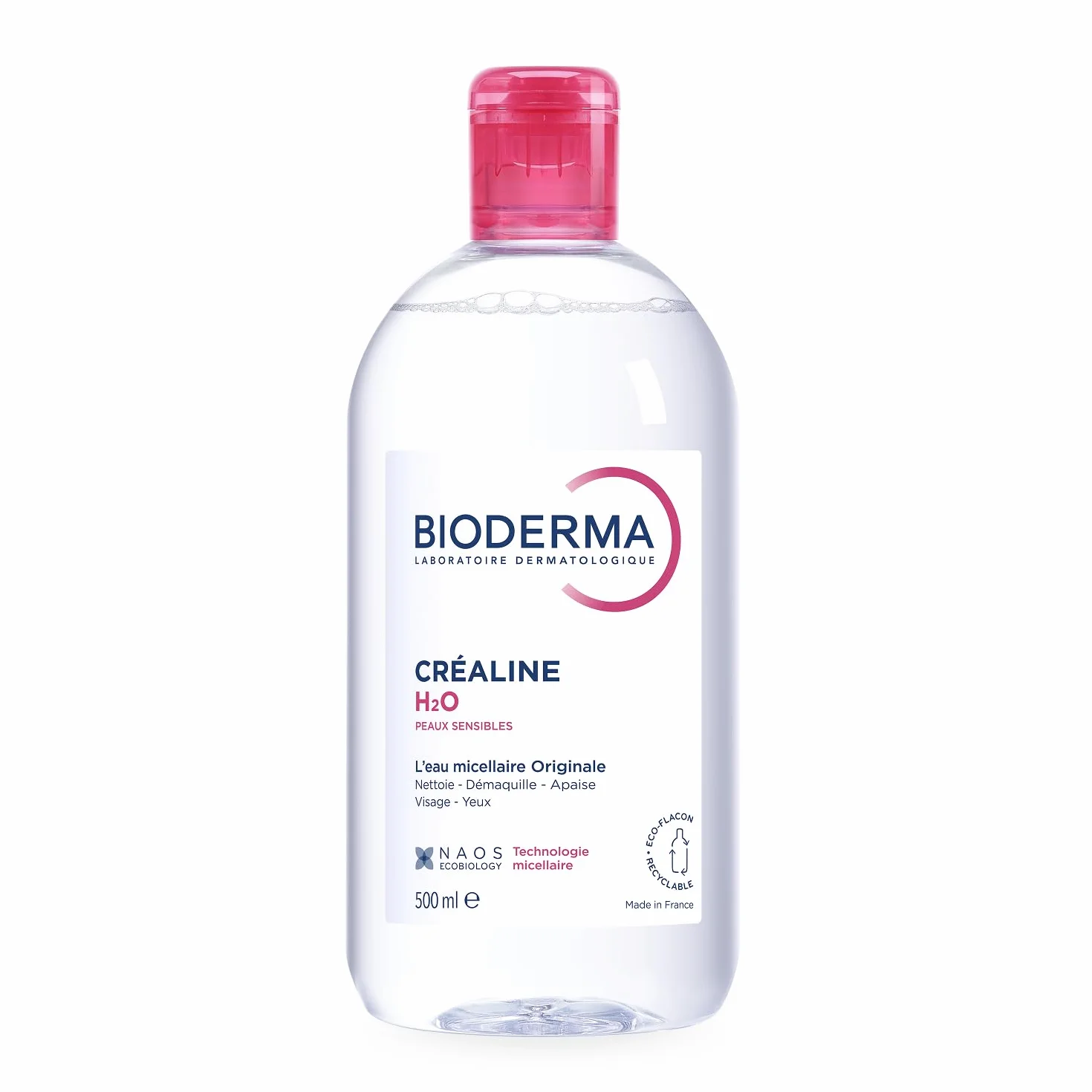 BIODERMA Créaline H2O L’eau micellaire originale nettoyante démaquillante peaux sensibles 500 ml