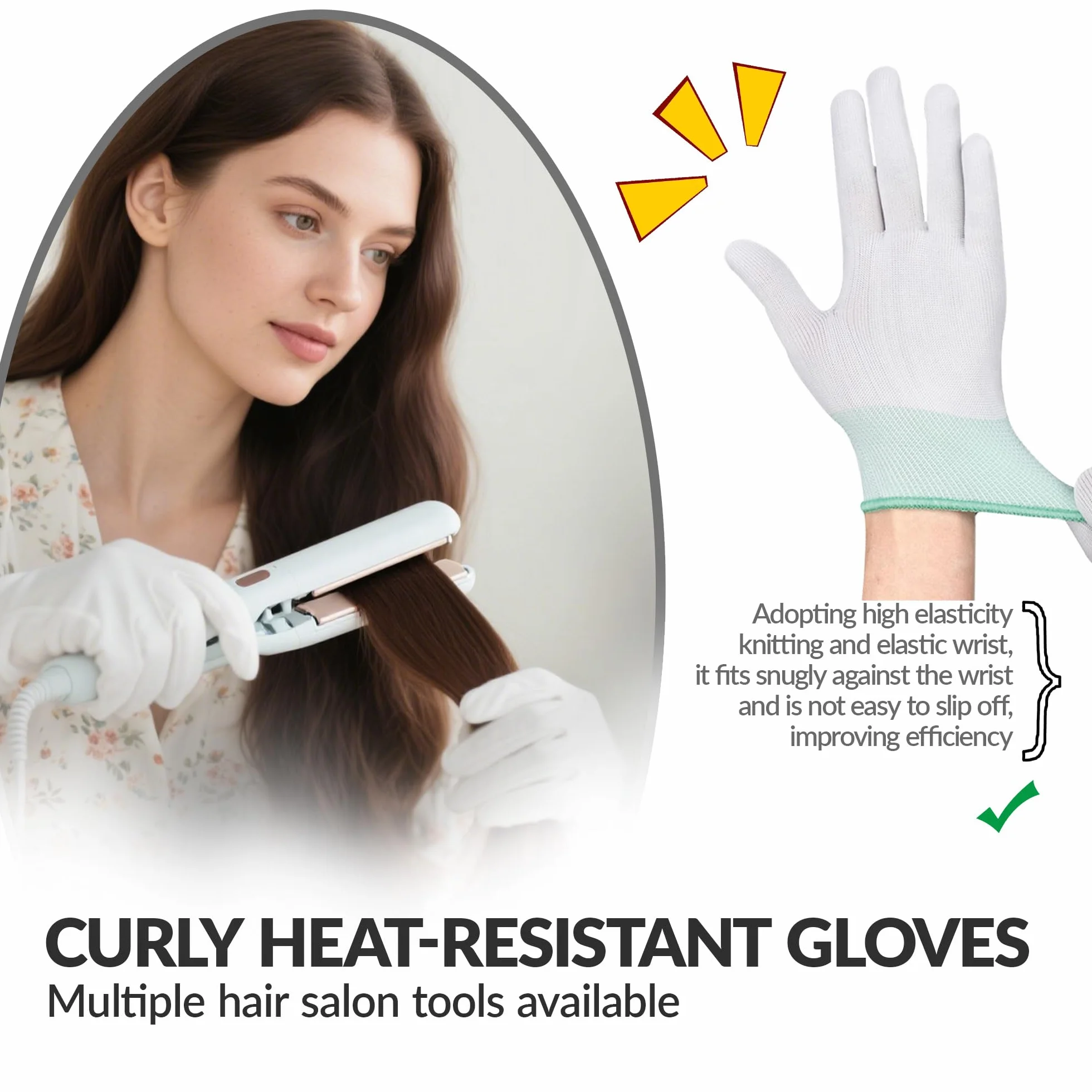 Lot de 2 paires gants résistants chaleur coiffure protection blocage bouclage fer plat baguette rose vert