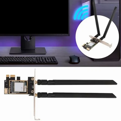 Carte réseau sans Fil 5400Mbps, Adaptateur Wi-FI PCIe x1 Tri-Bande avec Bluetooth 5.4, MU-MIMO, Carte réseau MT7925 pour PC de Bureau, 2,4G 5G 6G