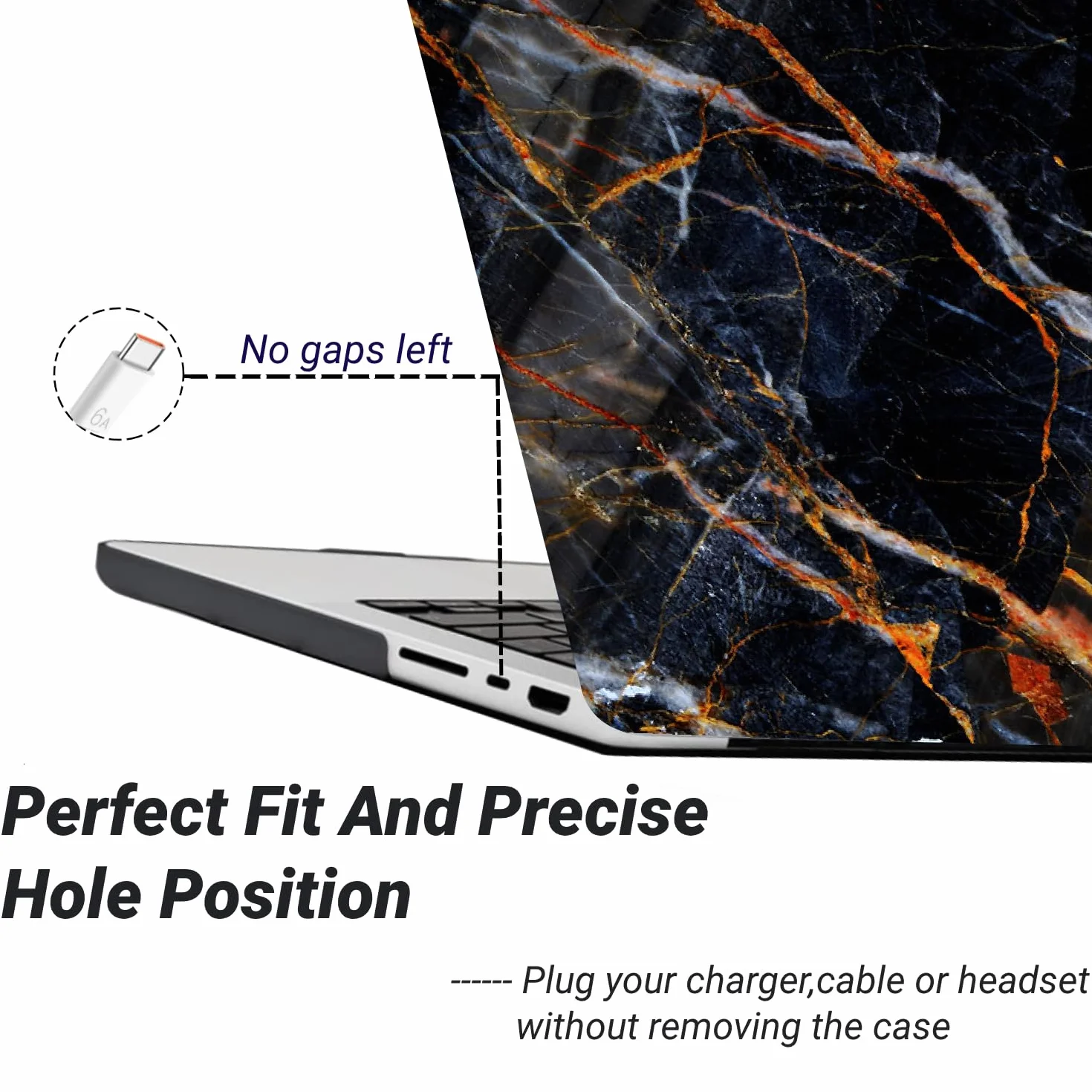 Coque MacBook Air 13,6 Pouces A2681 A3113 A3240 Housse Protection Étui Rigide Marbre Doré