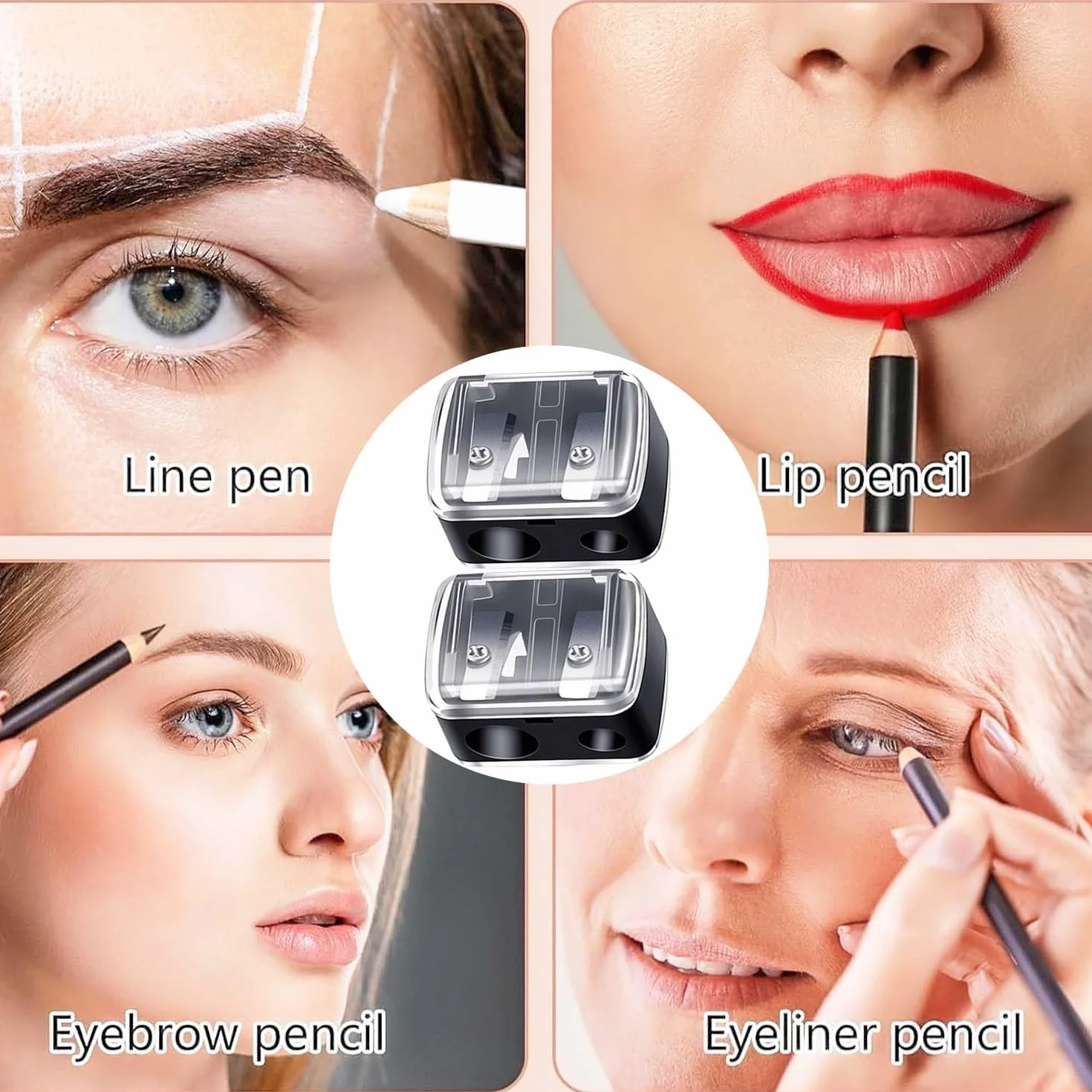 Taille-crayon de maquillage universel lot de 2 – Précision pour khôl, eyeliner, rouge à lèvres, sourcils – Lames tranchantes, maniable voyage