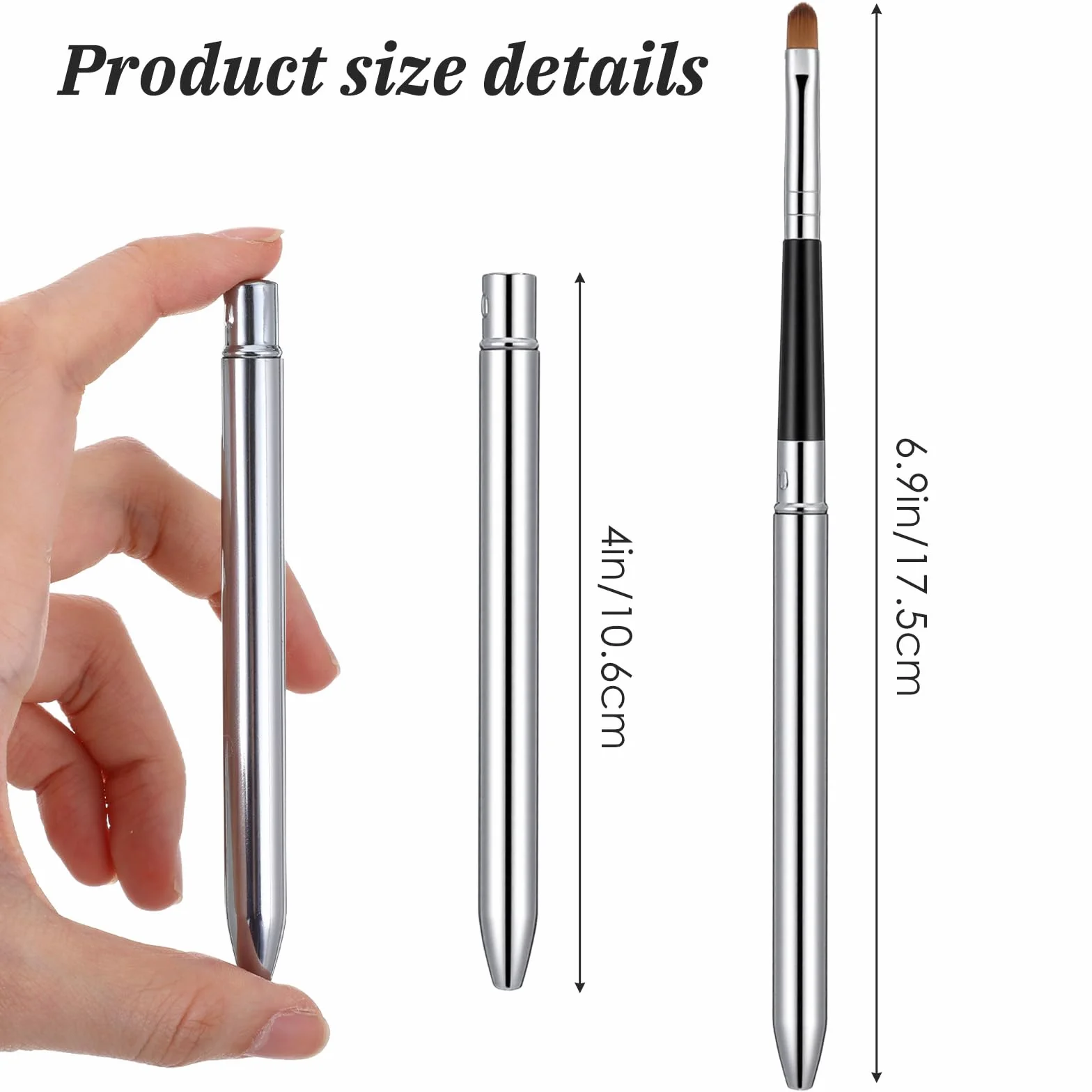 Pinceaux à lèvres rétractables lot de 6 avec capuchon argenté maquillage précis