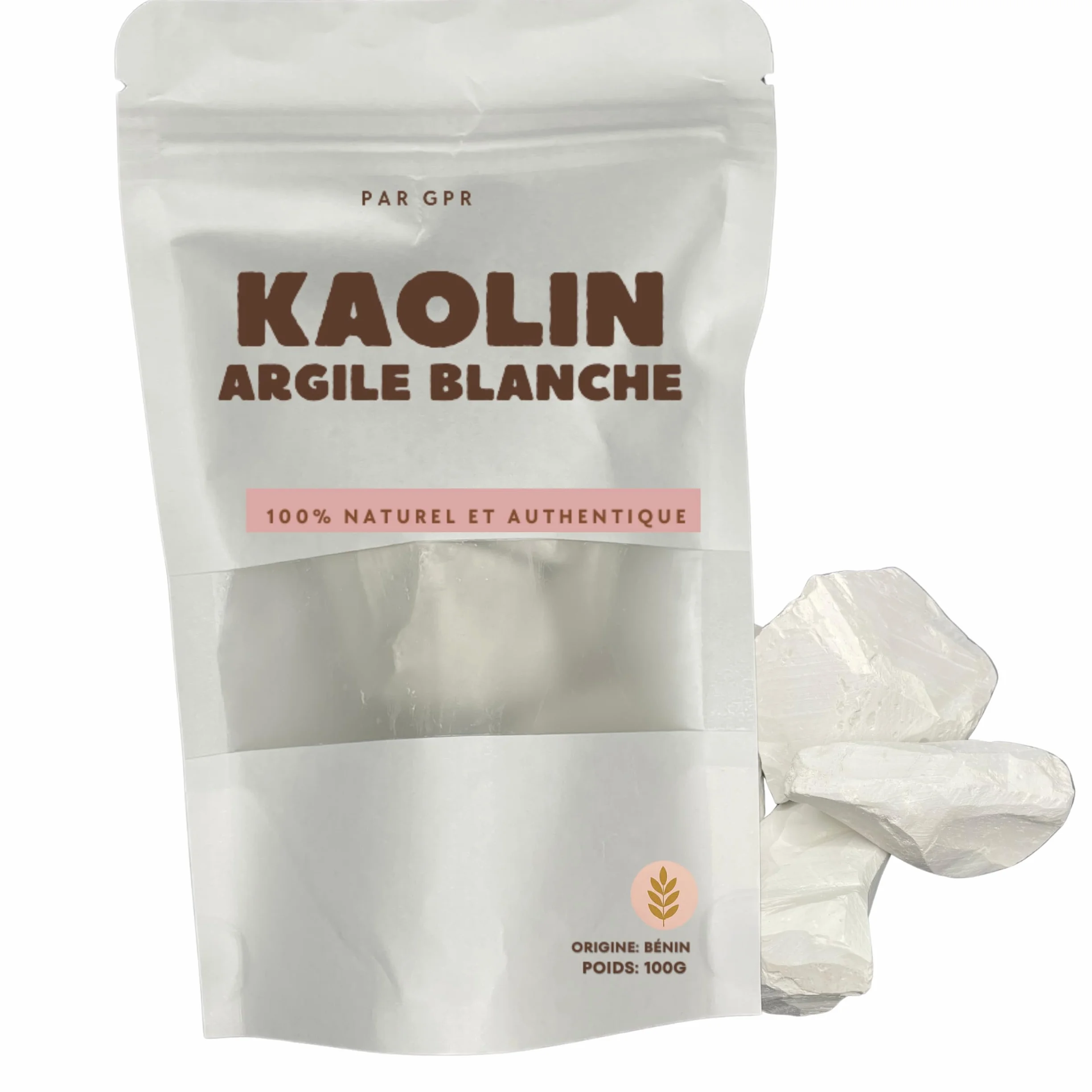 Kaolin du Bénin 100 g – Argile Blanche Africaine – Terre Naturelle – Kalaba Naturel