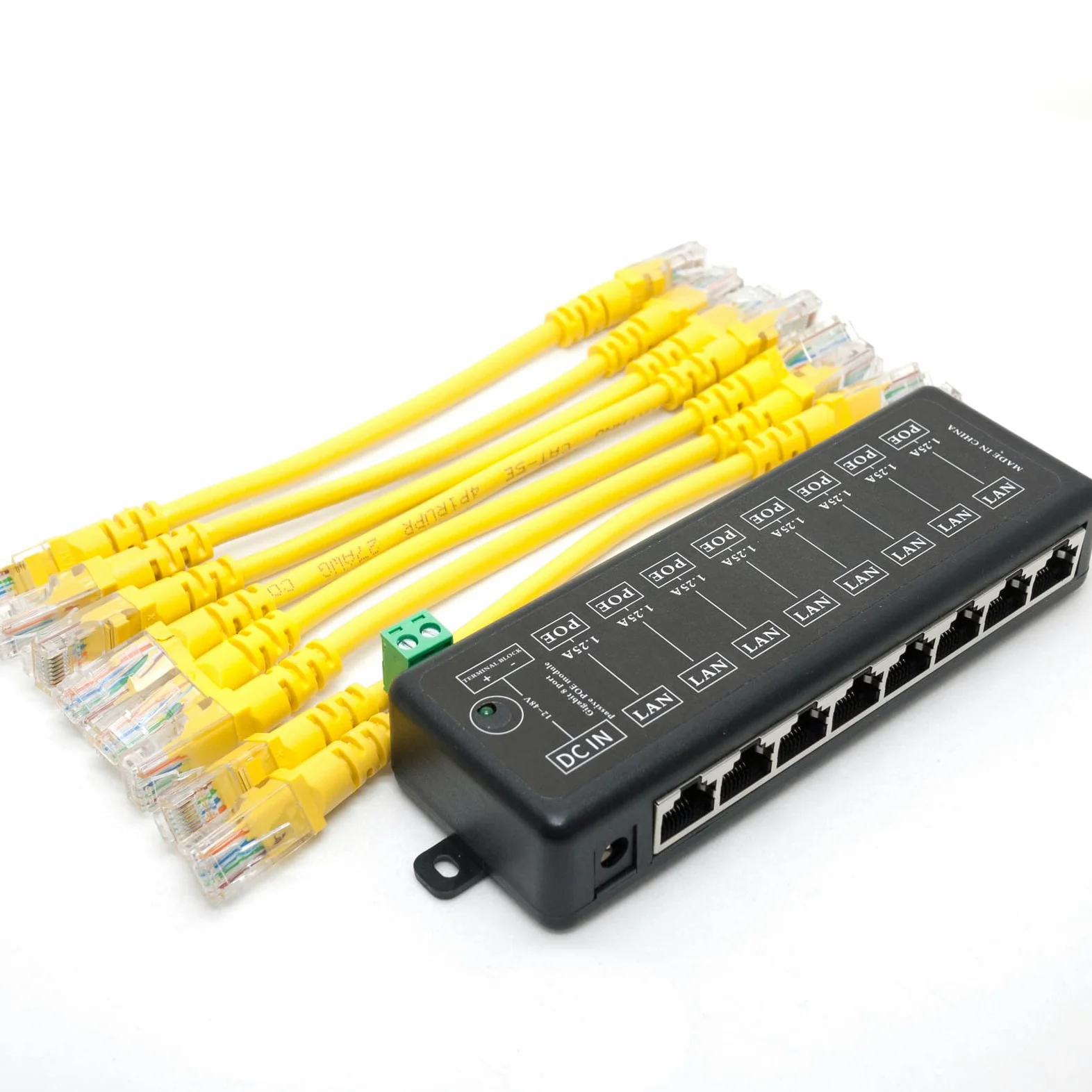 Injecteur PoE passif Gigabit 8 ports Ethernet sans adaptateur d'alimentation