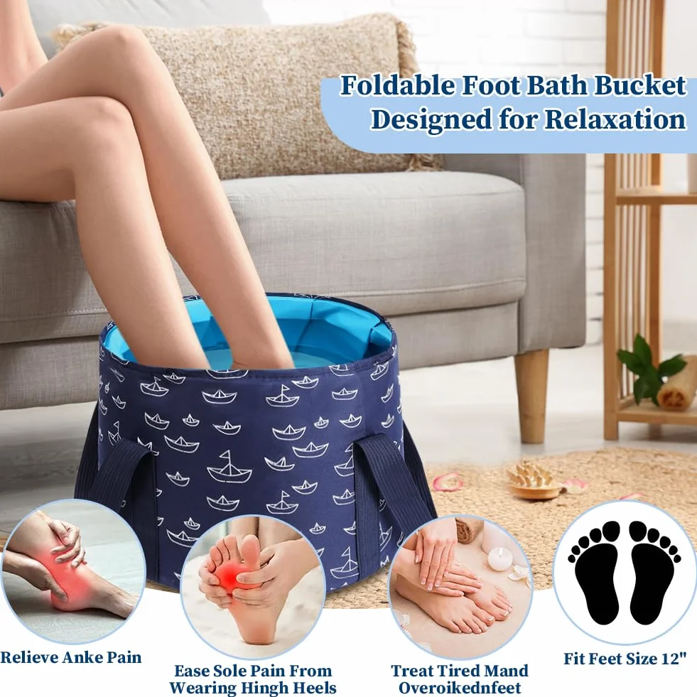Flintronic Seau Pliable Tremper Pieds 25L Portable Bain Pieds Multifonctionnel Bassin Lavage Pliante Pêche Camping Voyage