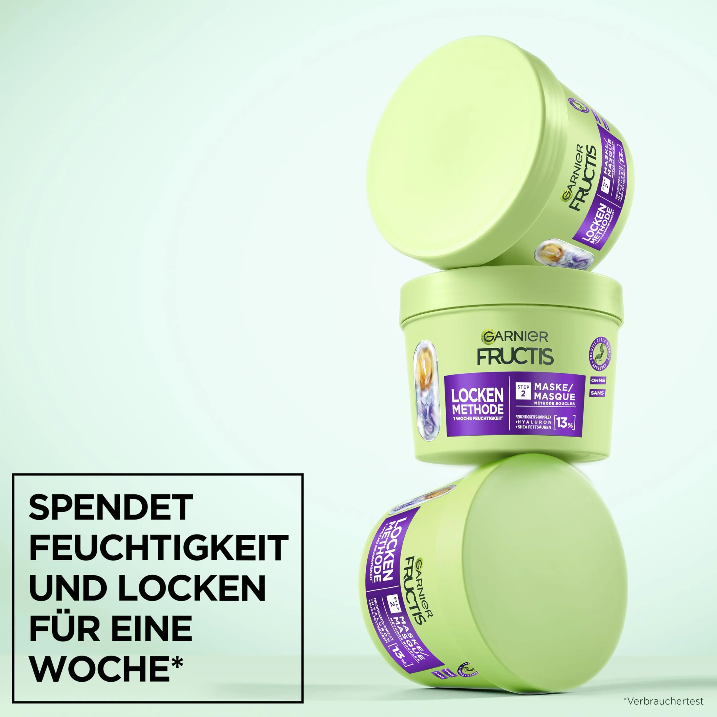 Garnier Masque capillaire hydratant pour boucles - Réparation, revitalisation - Acide hyaluronique, karité - Vegan - Sans silicone