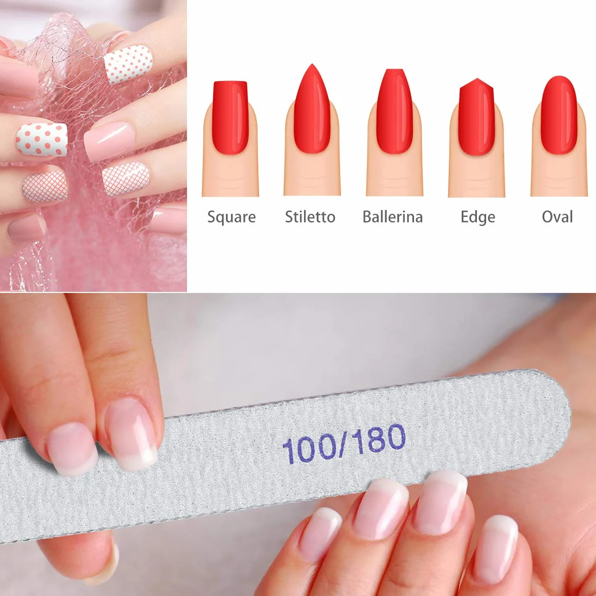 Limes à Ongles Professionnelles Double Face Grain 100/180, Planche D'émeri Lavable 15pcs
