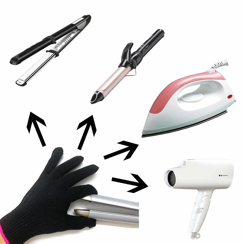 Gants professionnels résistants à la chaleur pour coiffure fers à friser lisser boucler