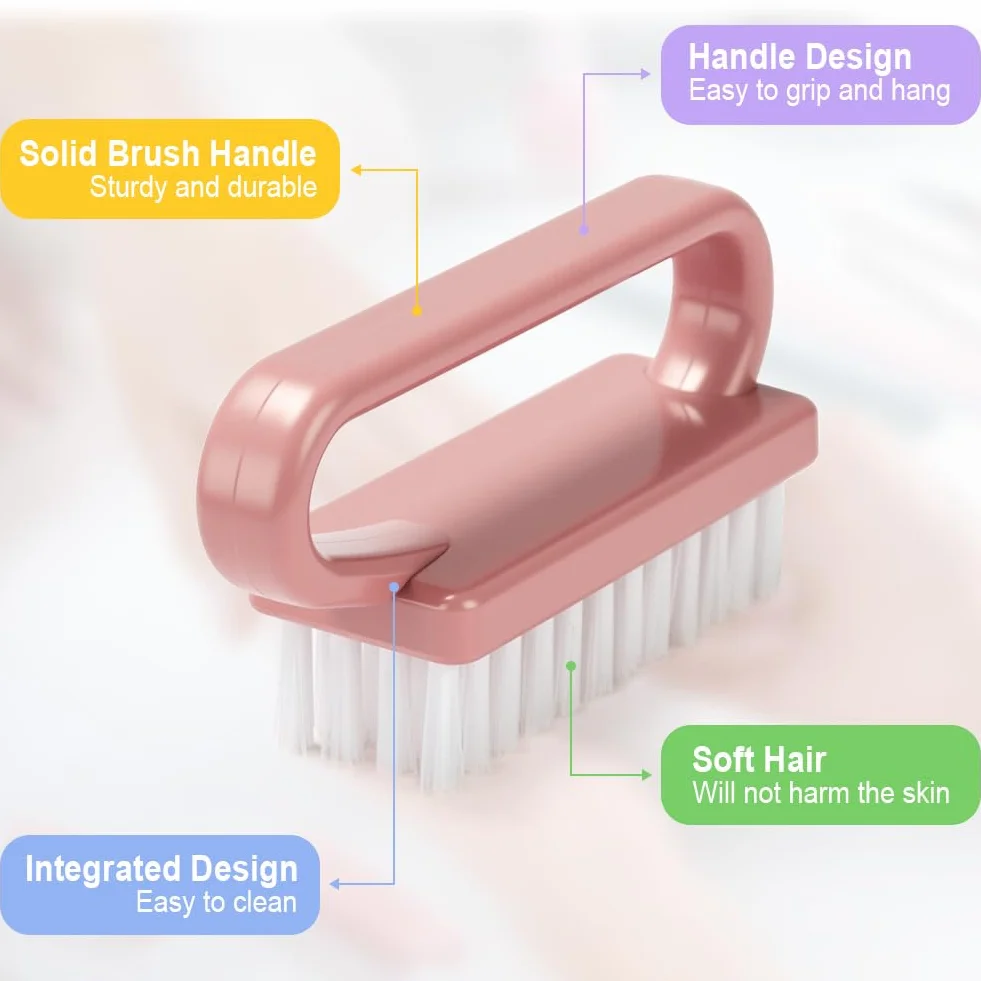AOOWU Brosse à Ongles 3PCS Poignée Plastique Lime à Ongles Nettoyage