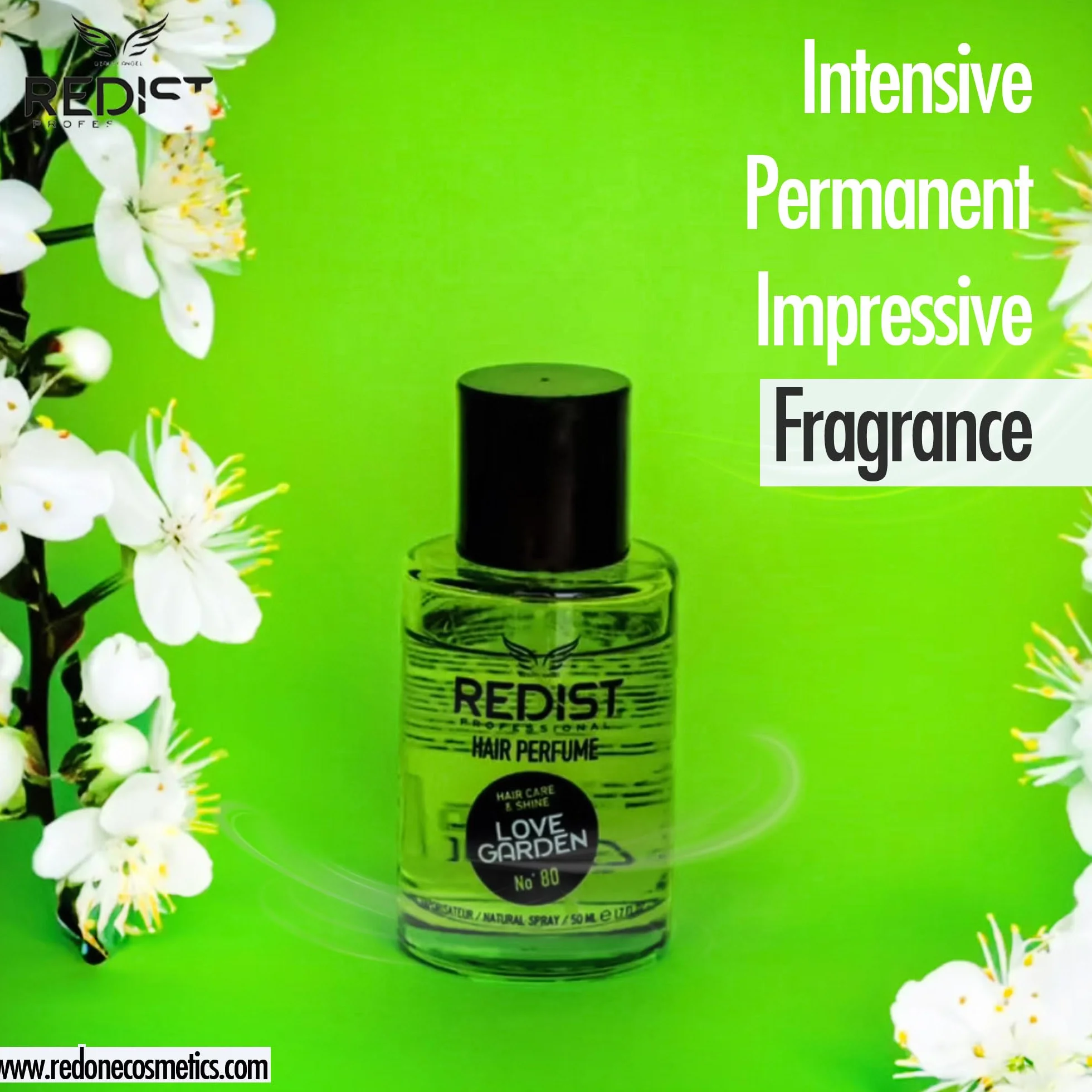Redist Hair Perfume Love Garden No.80 – Parfum pour cheveux pour femme – Spray 50 ml – Neutralise les odeurs – Longue durée