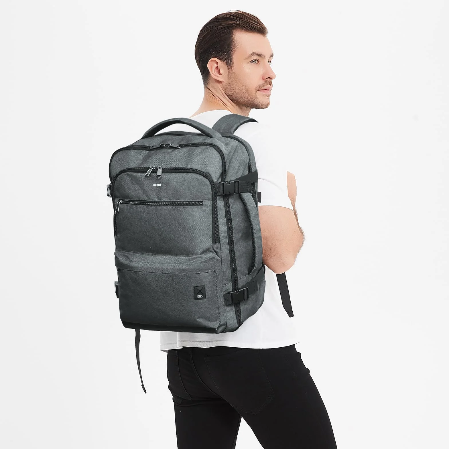 WANDF Sac à Dos Bagage à Main 45x36x20cm pour Easyjet Airlines, Sac à Main de Voyage sous Siège avec Compartiment Humide, Sac à Dos pour Ordinateur Portable 17 Pouces pour Hommes et Femmes