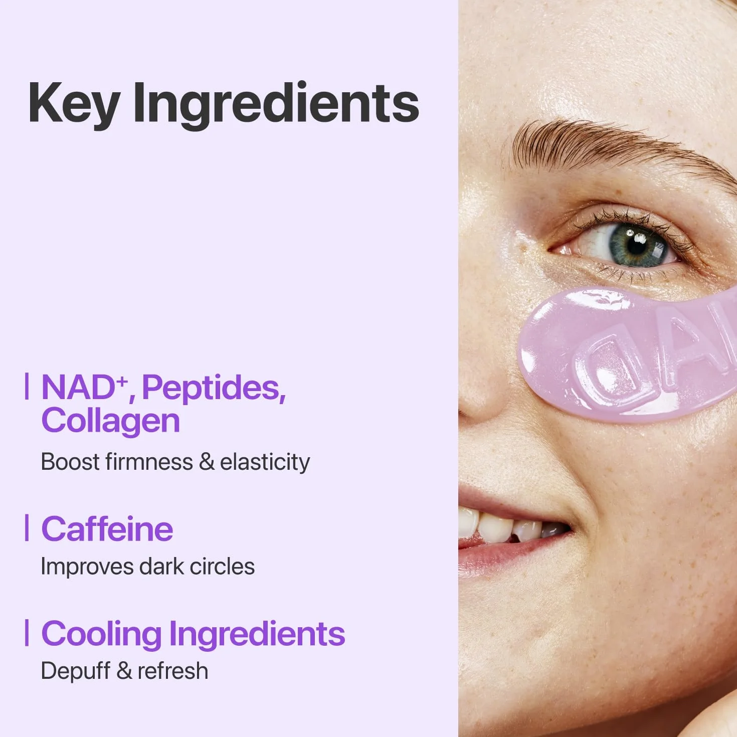 numbuzin No.9 Eye Patches, NAD+ Collagen Gel Eye Masks with Peptides, Caffeine & Niacinamide, 5 Pairs