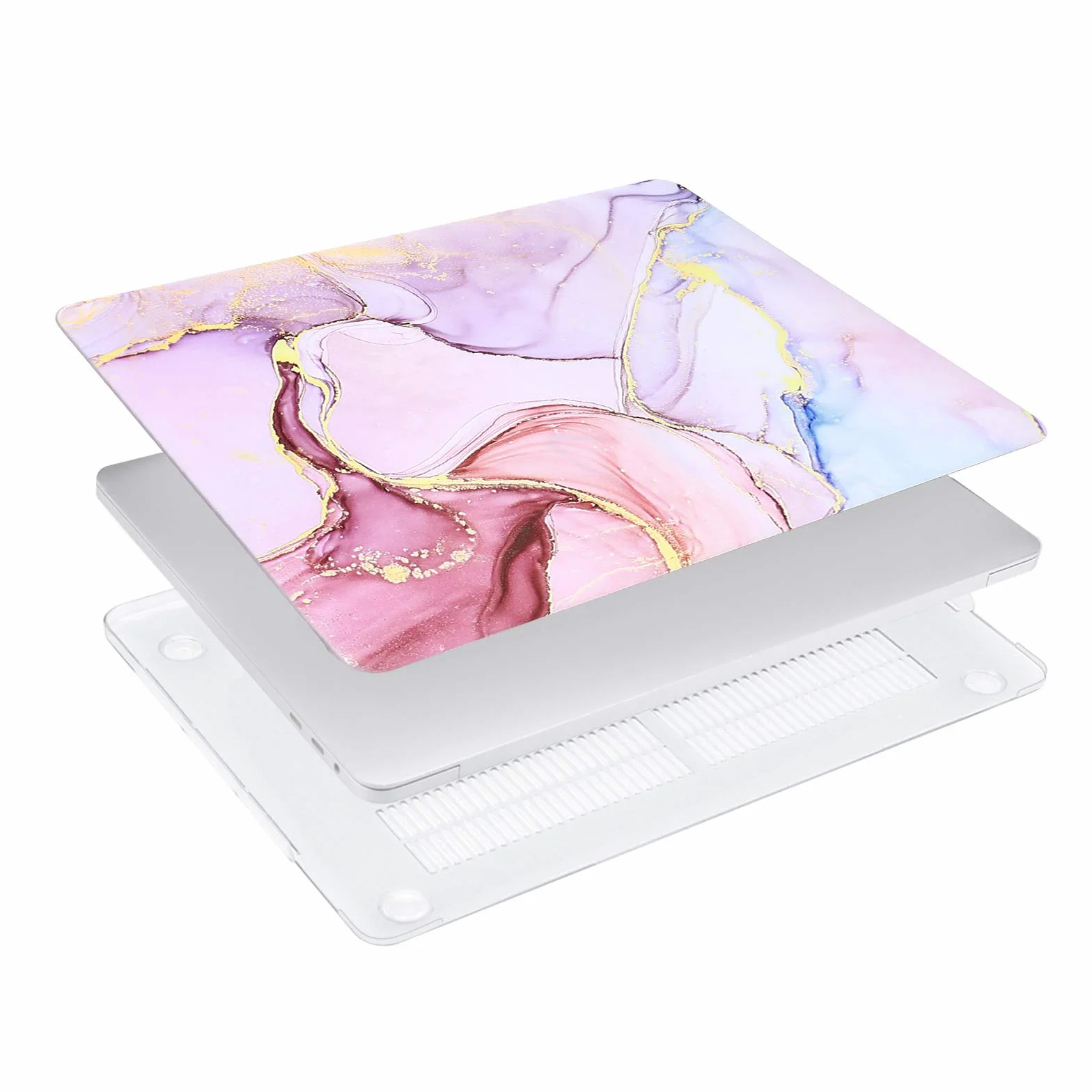 MOSISO Coque MacBook Pro 13 Pouces 2016-2021 A2338 M1 Plastique Rigide Marbre Rose