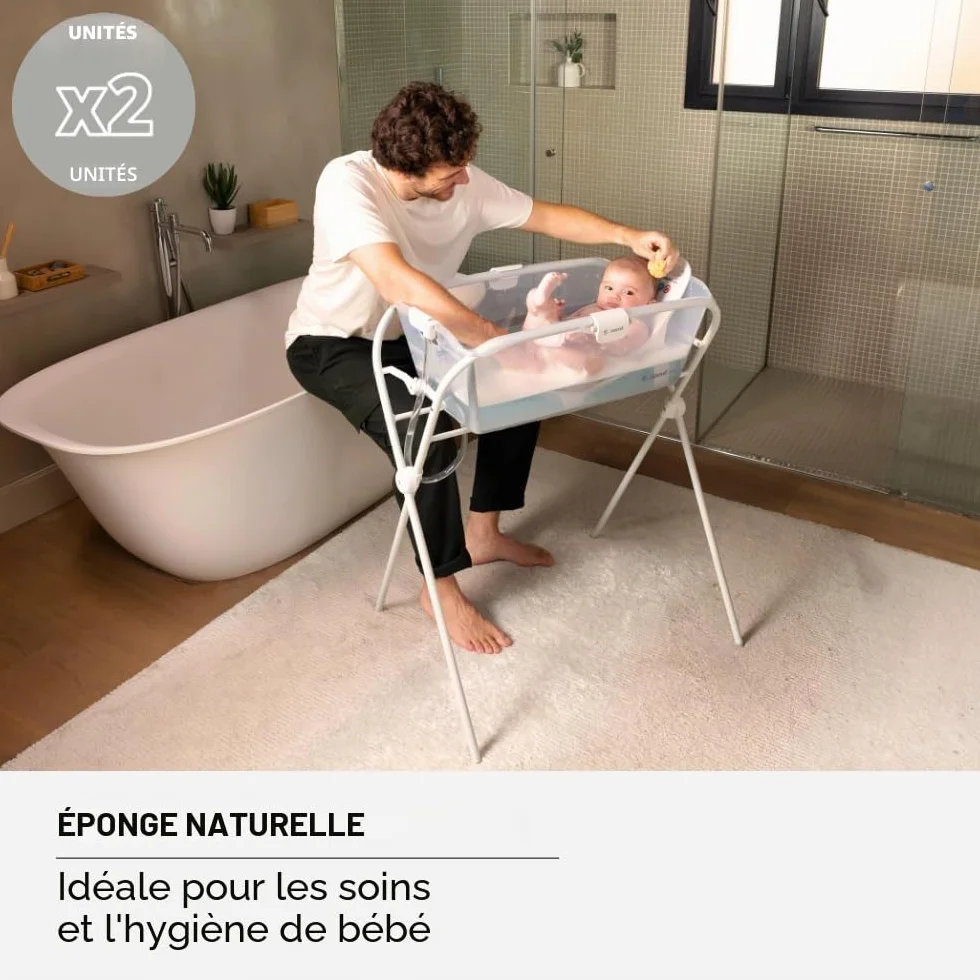 Jané Éponge Naturelle pour Bébé, Lot de 2, Douce et Absorbante