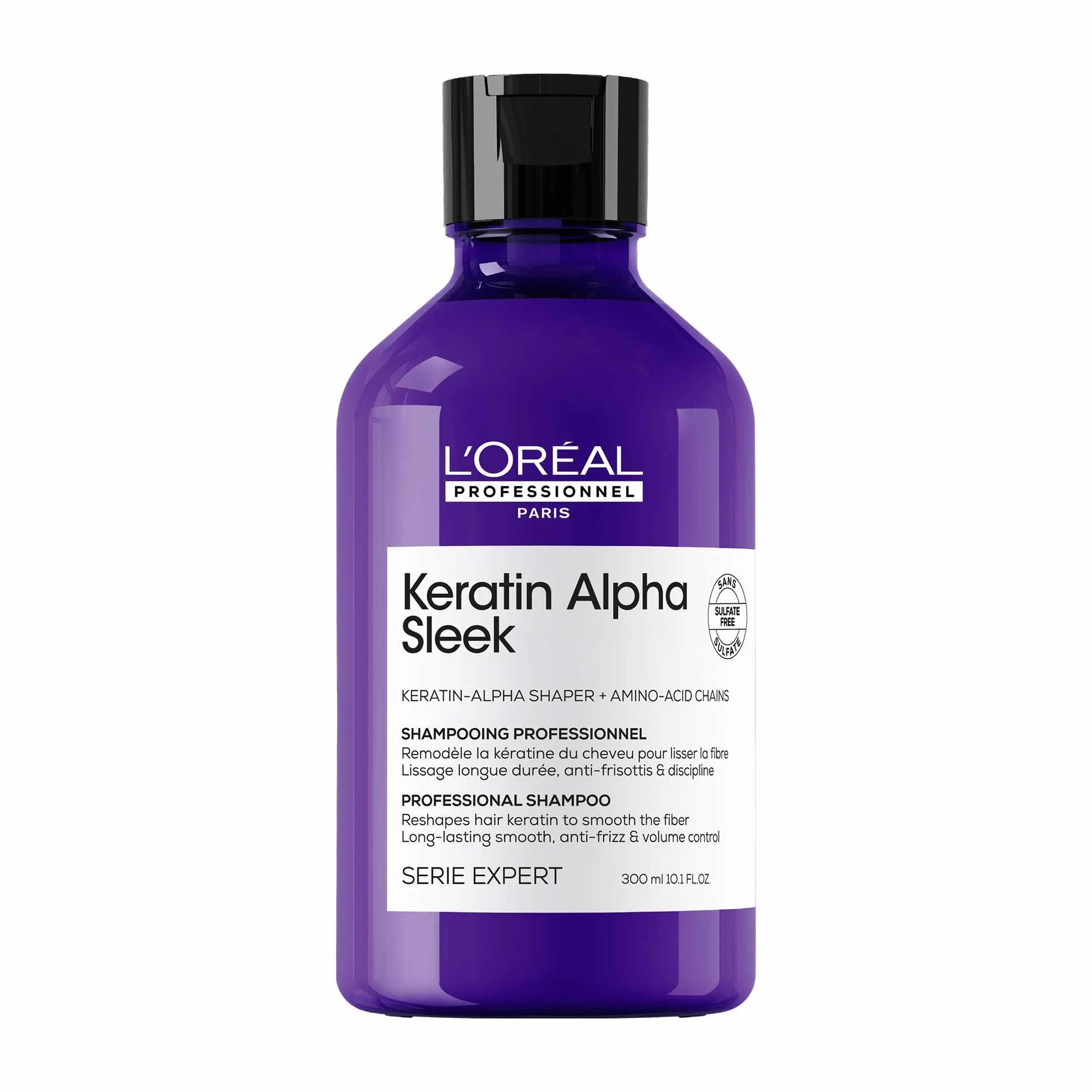 L'OREAL PROFESSIONNEL Shampoing Disciplinant Keratin Alpha Sleek Anti-Frizz 300 ml Sans Sulfate pH Neutre