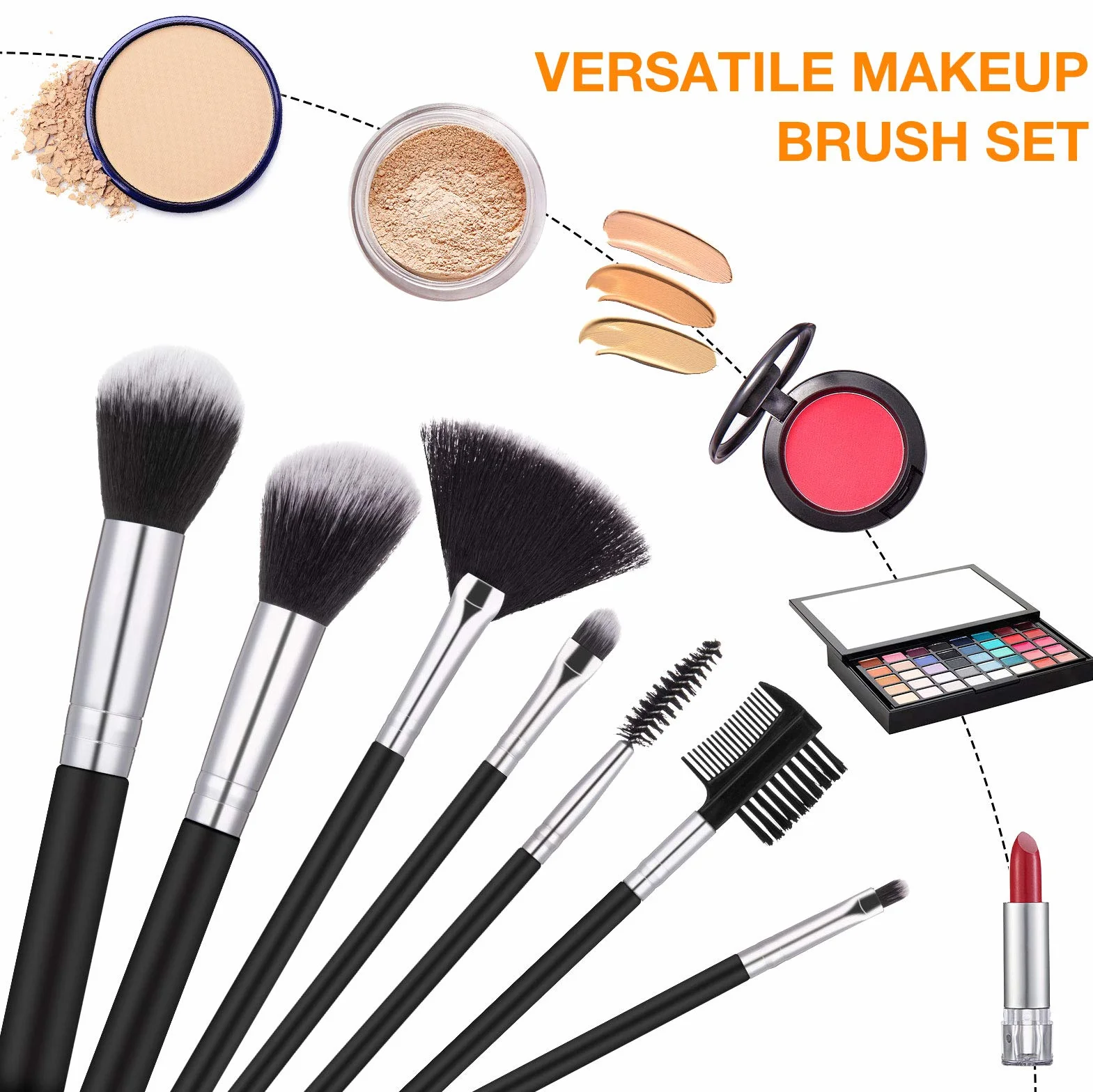 Set de Pinceaux Maquillage 15 Pièces Synthétique Professionnel