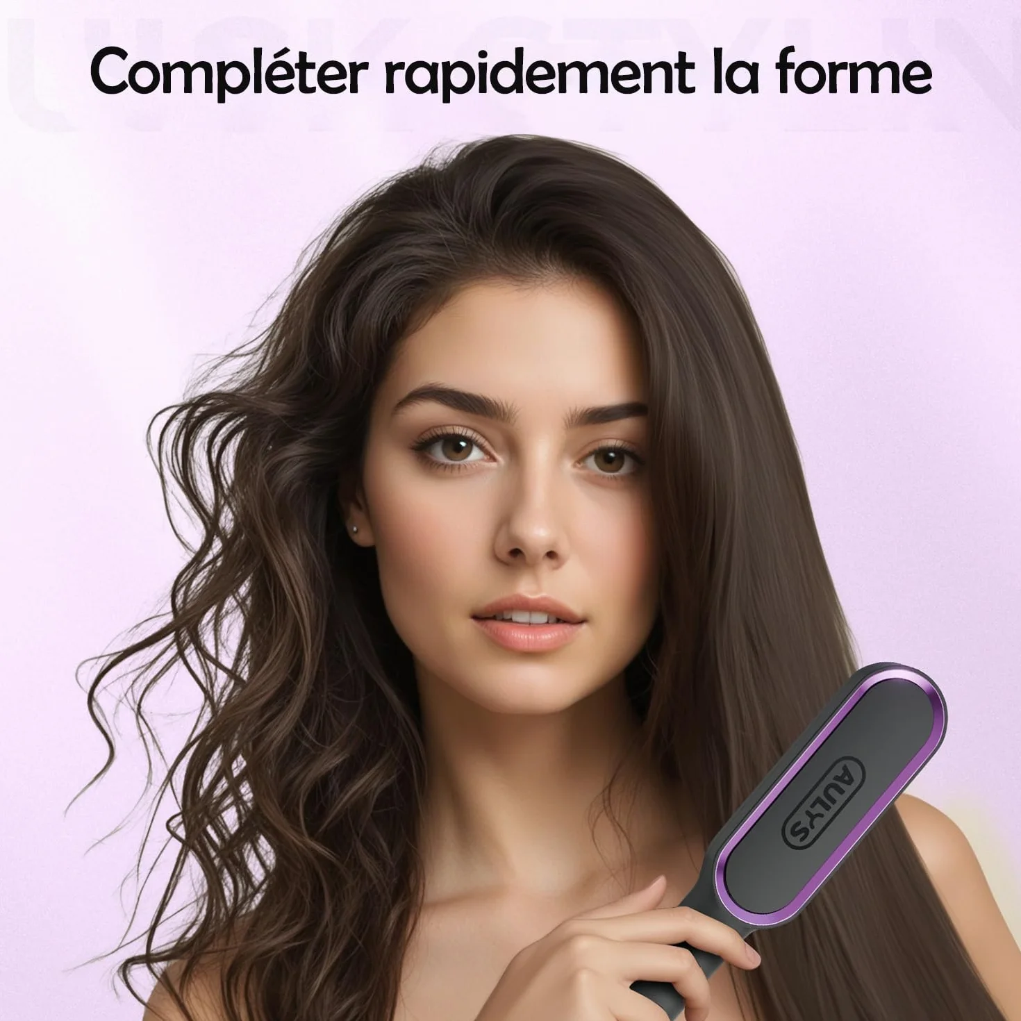 Brosse Lissante Chauffante Céramique avec Chauffage PTC 25s, 5 Températures Ajustables 140-200°C, Anti-Brûlure