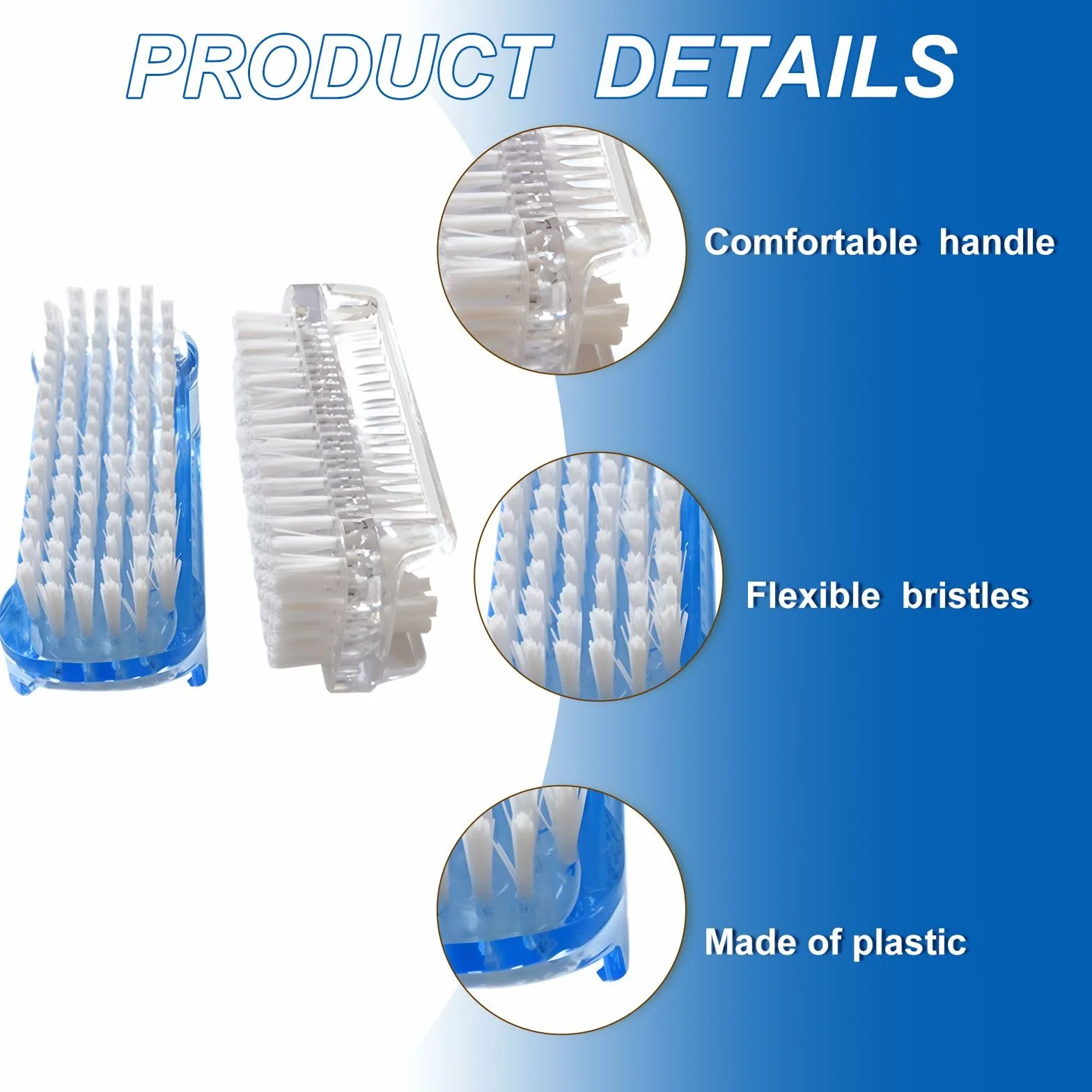 Brosse à Ongles Double Face 4 Pièces, Brosses de Nettoyage des Ongles, Lavage à Main, Cuticules, Orteils (Blanc, Bleu, Rose, Orange)
