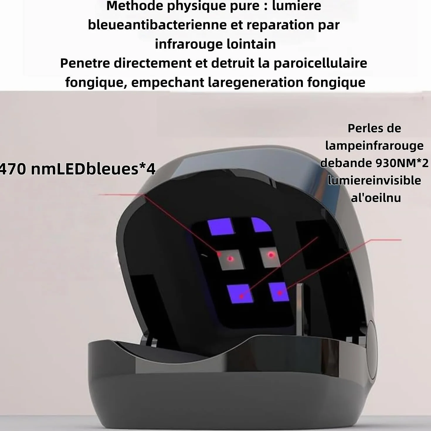OrthoVital Appareil Anti Mycose Pulse Light Mycosis for Toenails, Nail Fungus Cleaning (Blanc)
